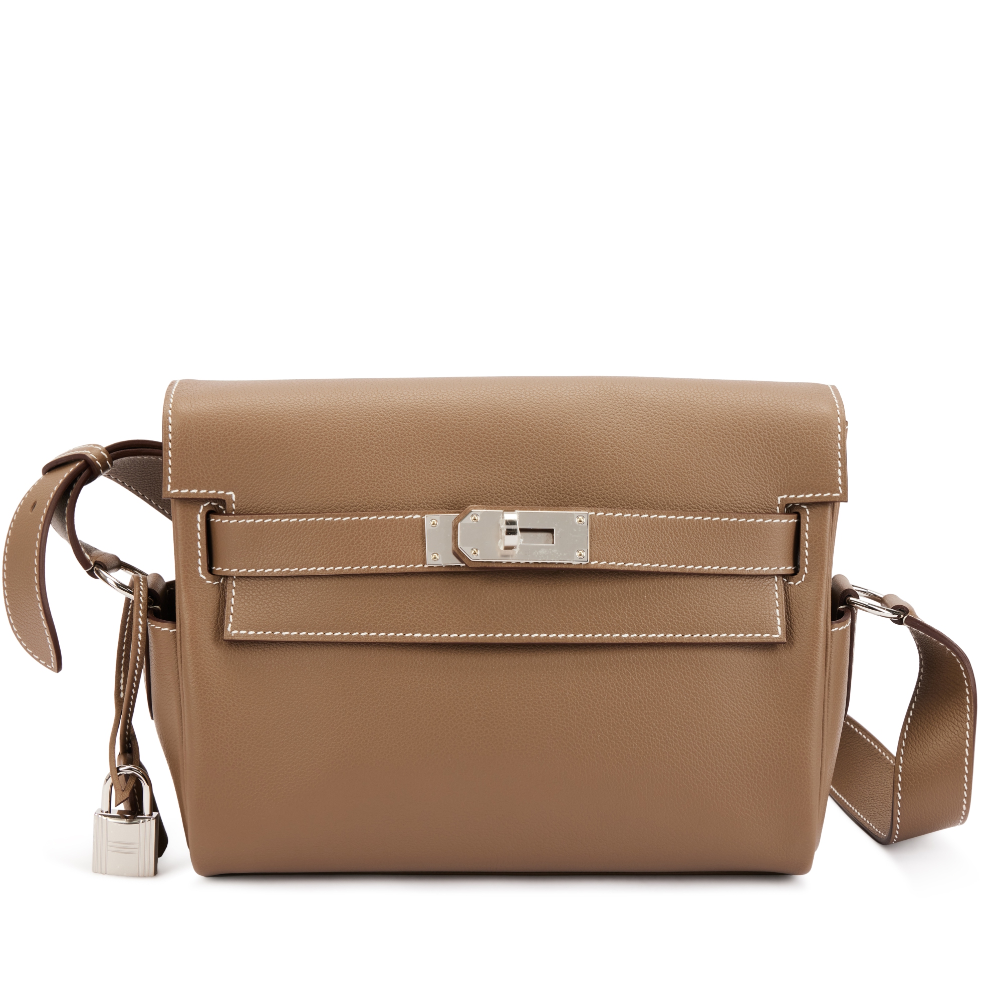Hermès Etoupe Evercolor Kelly Messenger PM Palladium