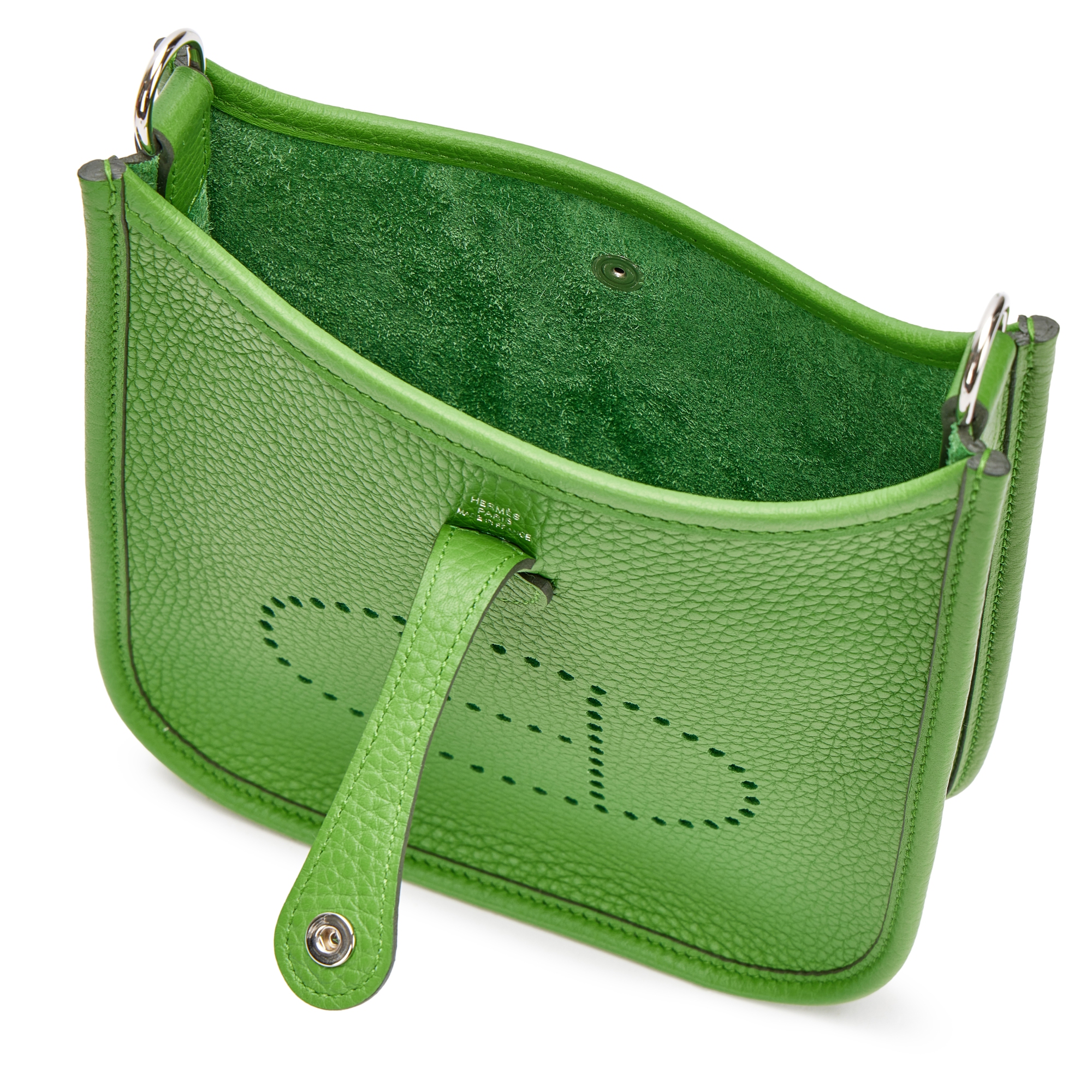 Hermès Vert Yucca Clemence Mini Evelyne II TPM 16 Palladium