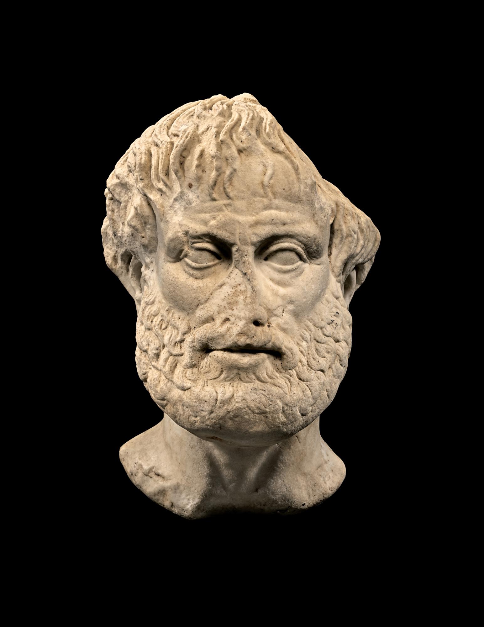 A ROMAN MARBLE PORTRAIT HEAD OF ARISTOTLE, CIRCA 1ST CENTURY A.D