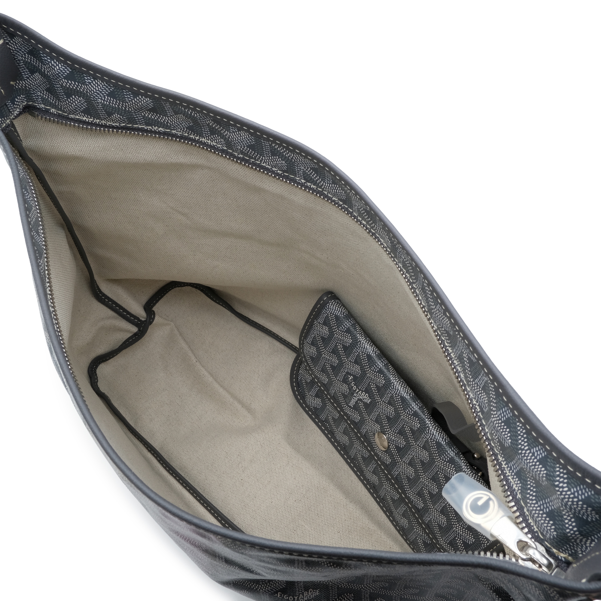 Grey Goyardine Canvas and Chevroches Calfskin Boheme Hobo Bag - Image 6