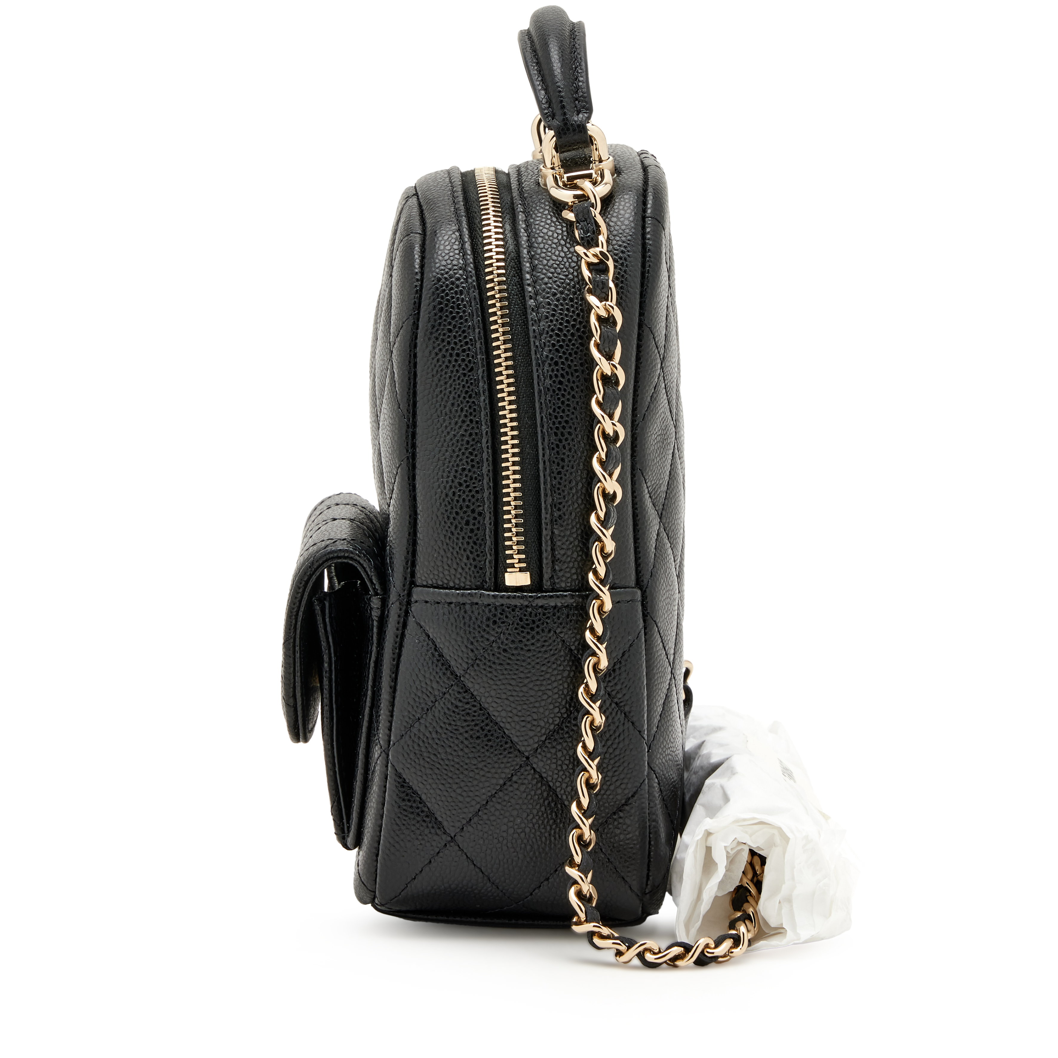 Chanel Black Quilted Caviar Mini Backpack Pale Gold Hardware