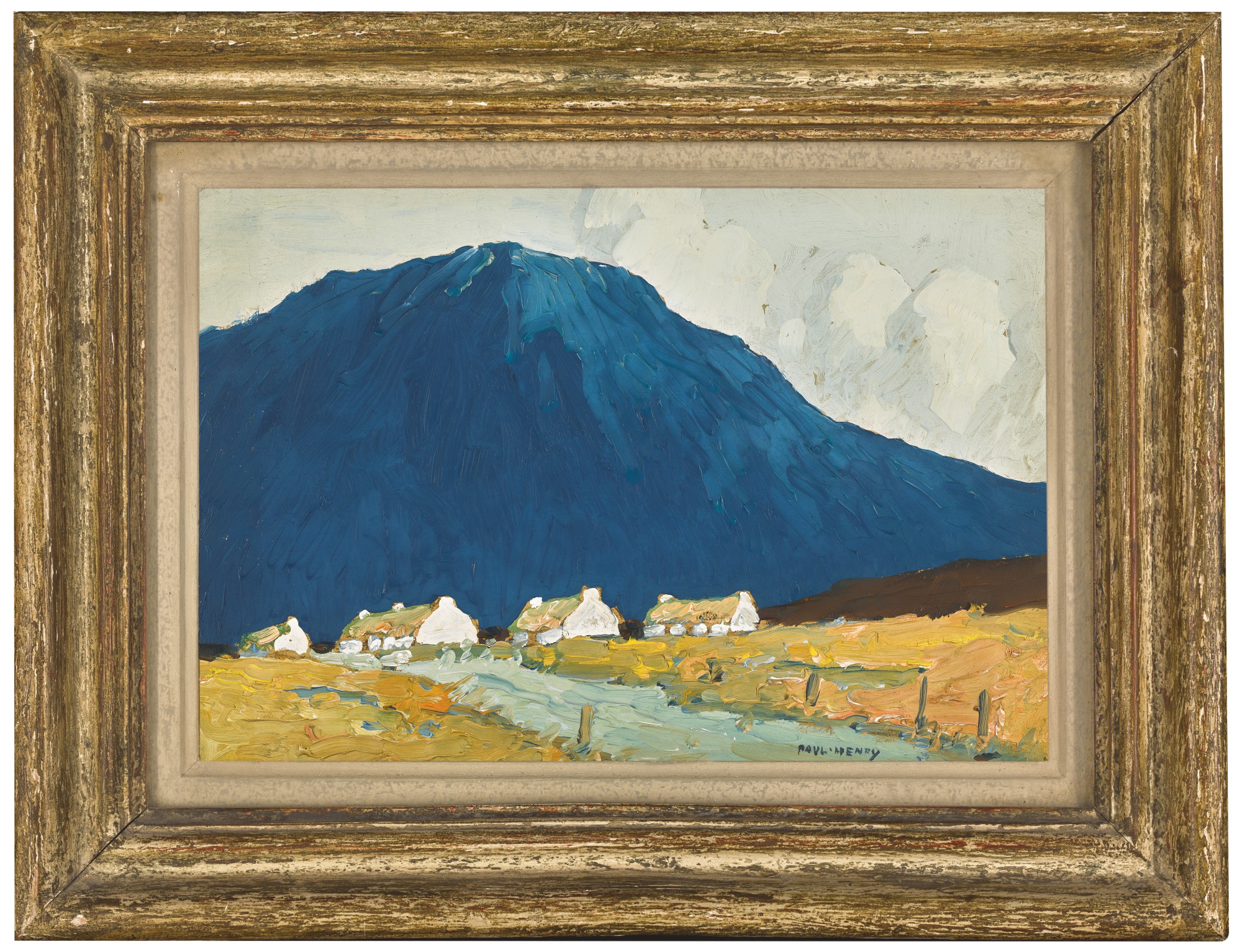 PAUL HENRY, R.H.A., R.U.A. COTTAGES BY A STREAM Irish Art British