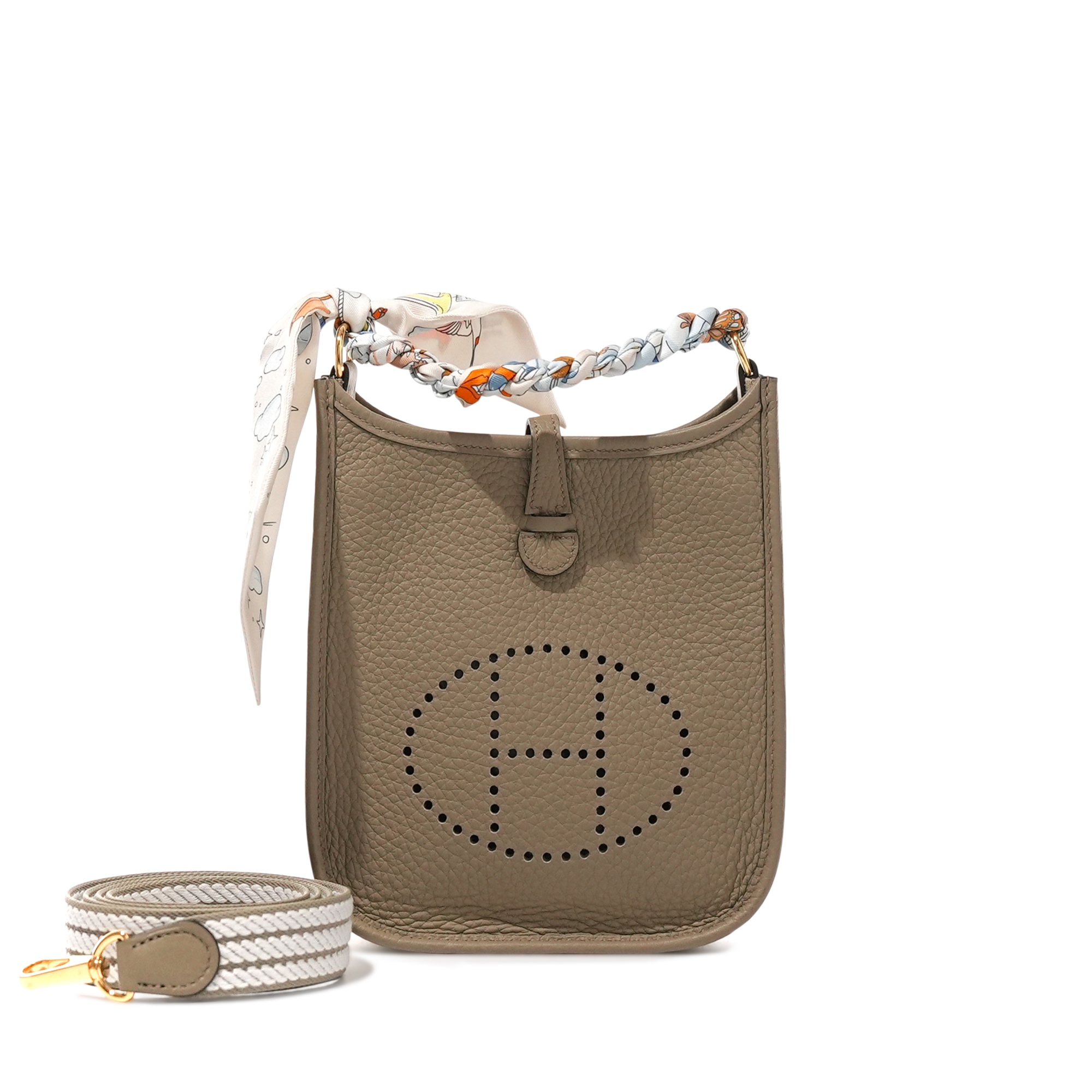関税込み【Gold】HERMES Mini Evelyne 16 TPM Clemence Hermès Gold Clemence Mini Evelyne II TPM 16 Gold Hardware