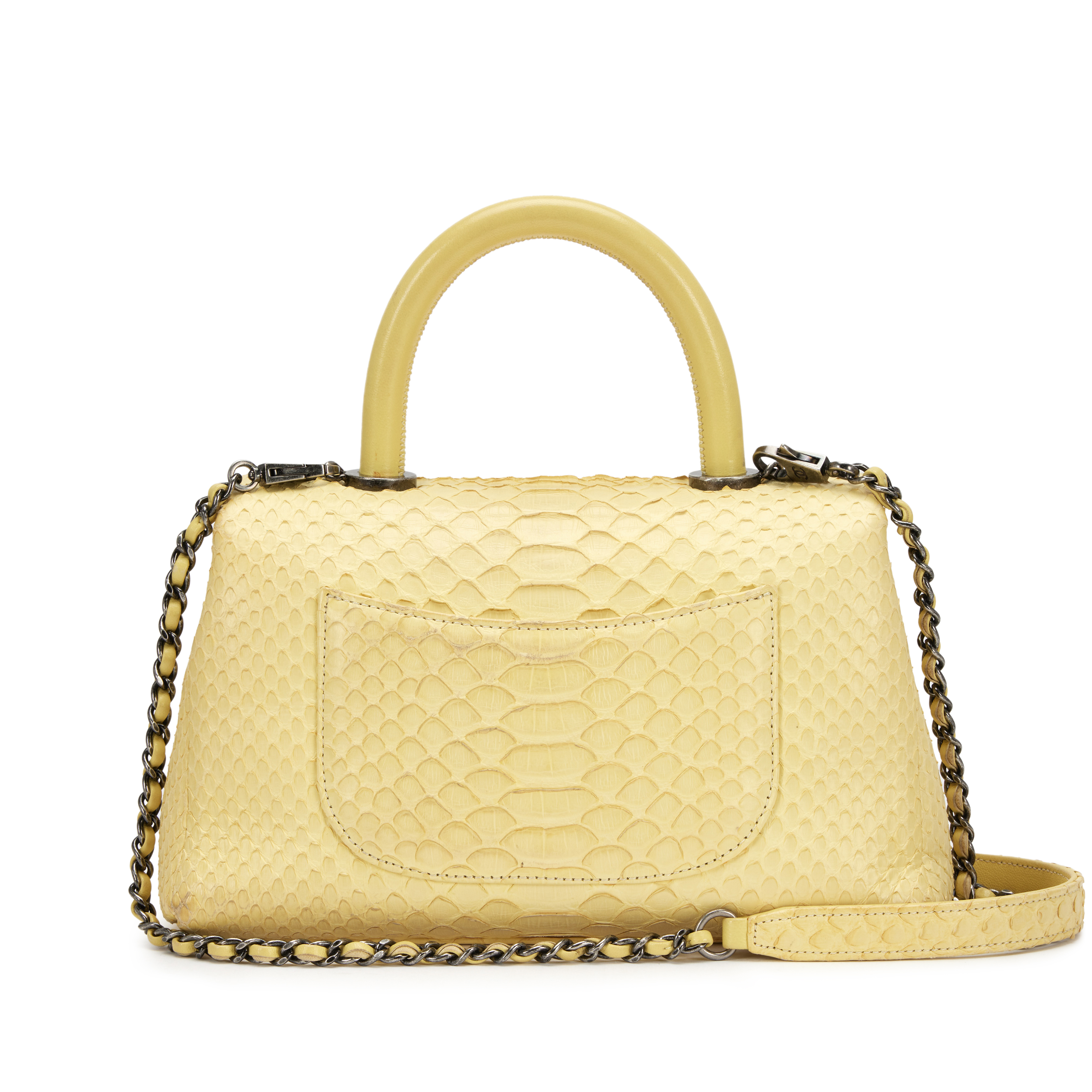 Chanel Yellow Python Small Coco Top Handle Ruthenium