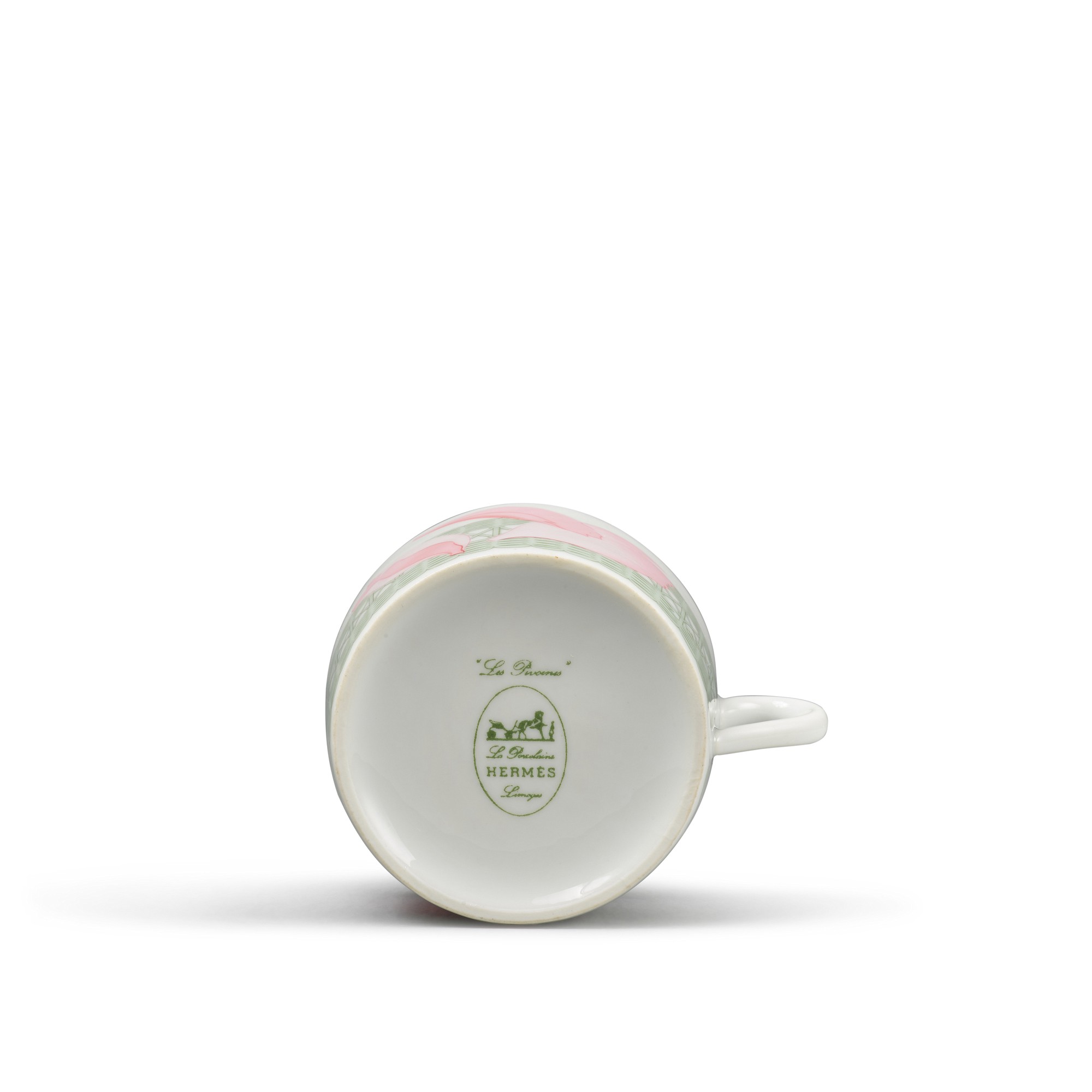 Hermès Pink, Green And White Porcelain Les Pivoines Tea Cup