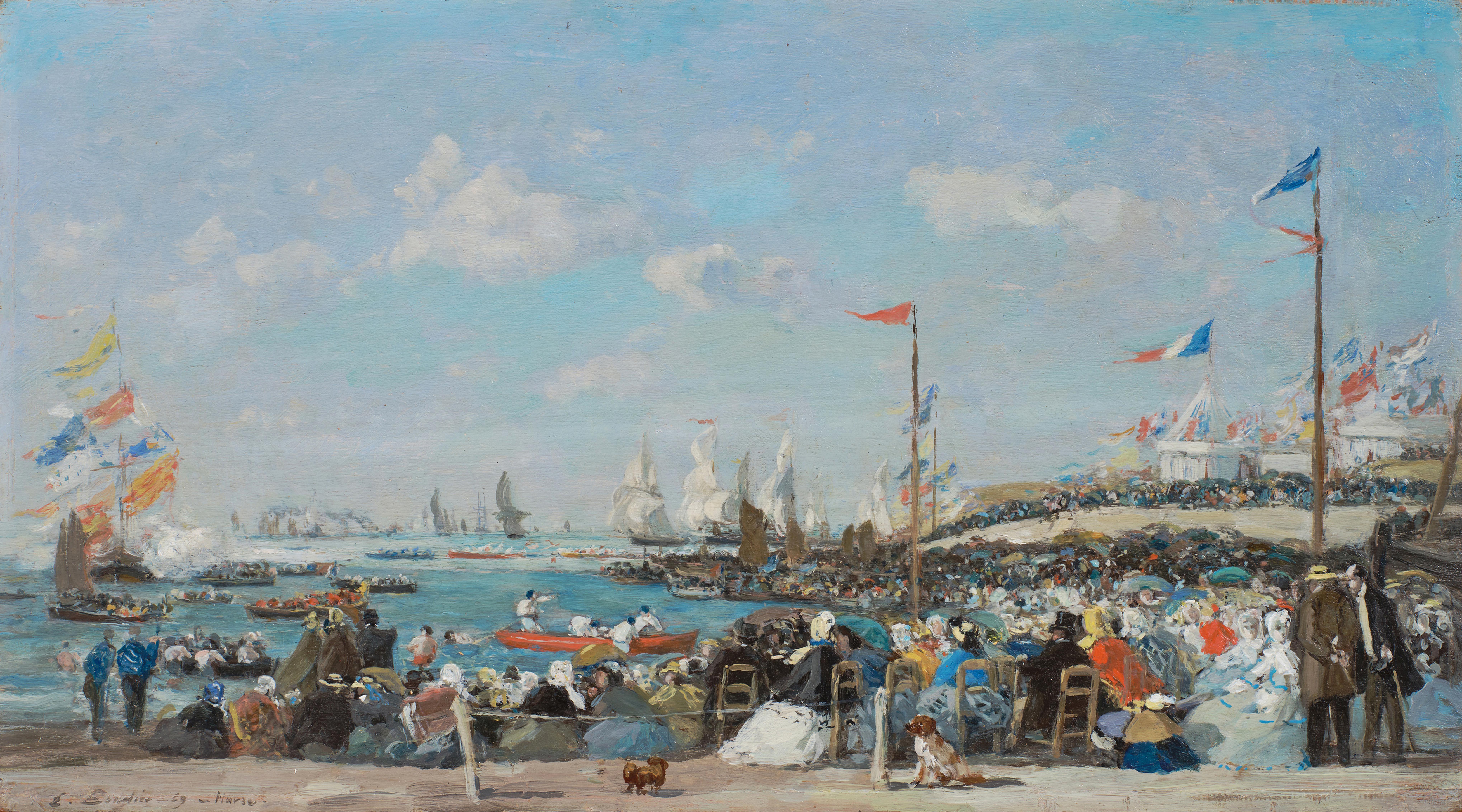 Luis Eugene Boudin 油彩画 海辺の風景 Luis Eugene Boudin 油彩画 海辺の風景 Luis Eugene Boudin 油彩画