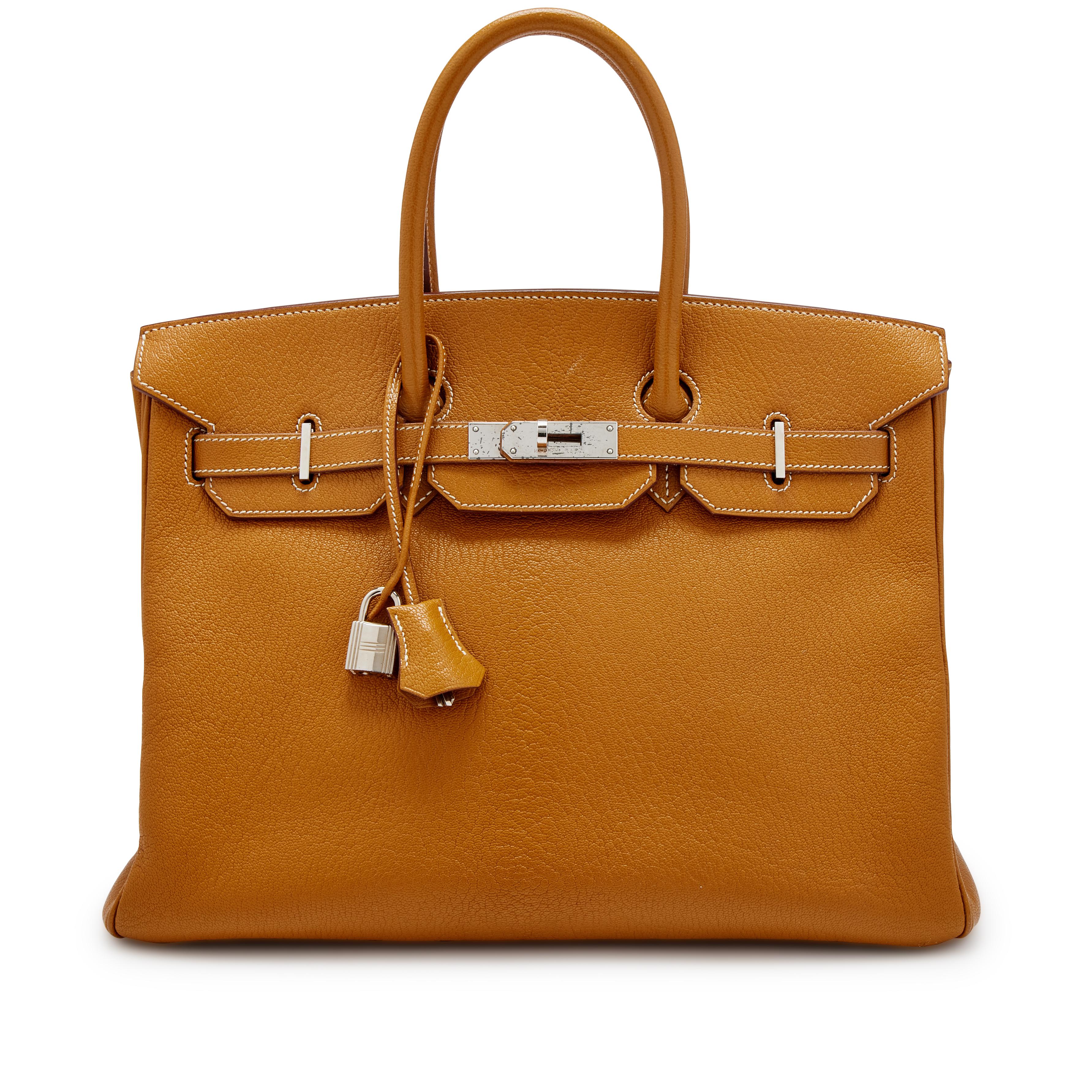 Gold Chèvre Birkin 35 Palladium Hardware, 2005 Luxury Handbags
