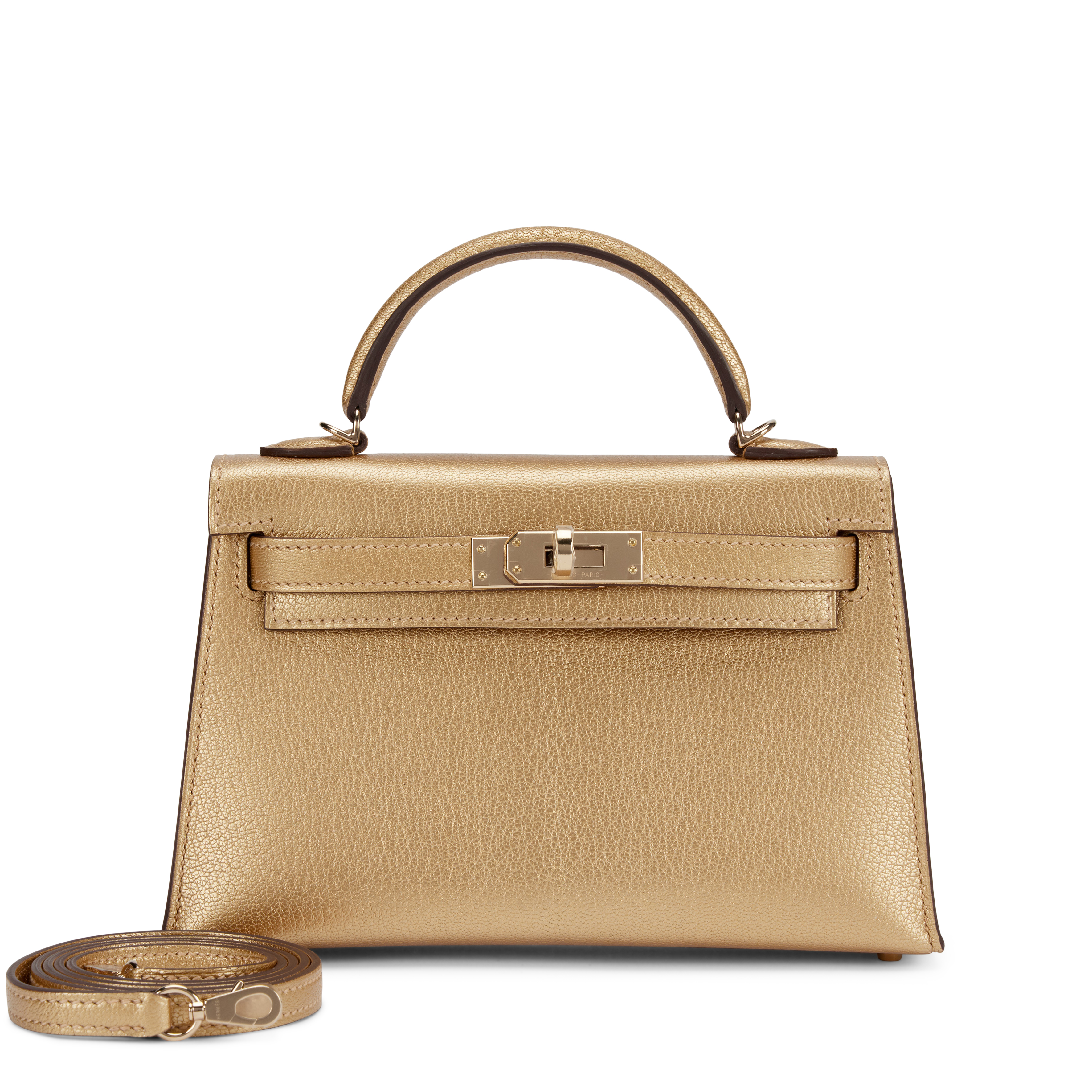 Hermès Dore Chèvre Chamkilight Metallic Mini Kelly 20 II
