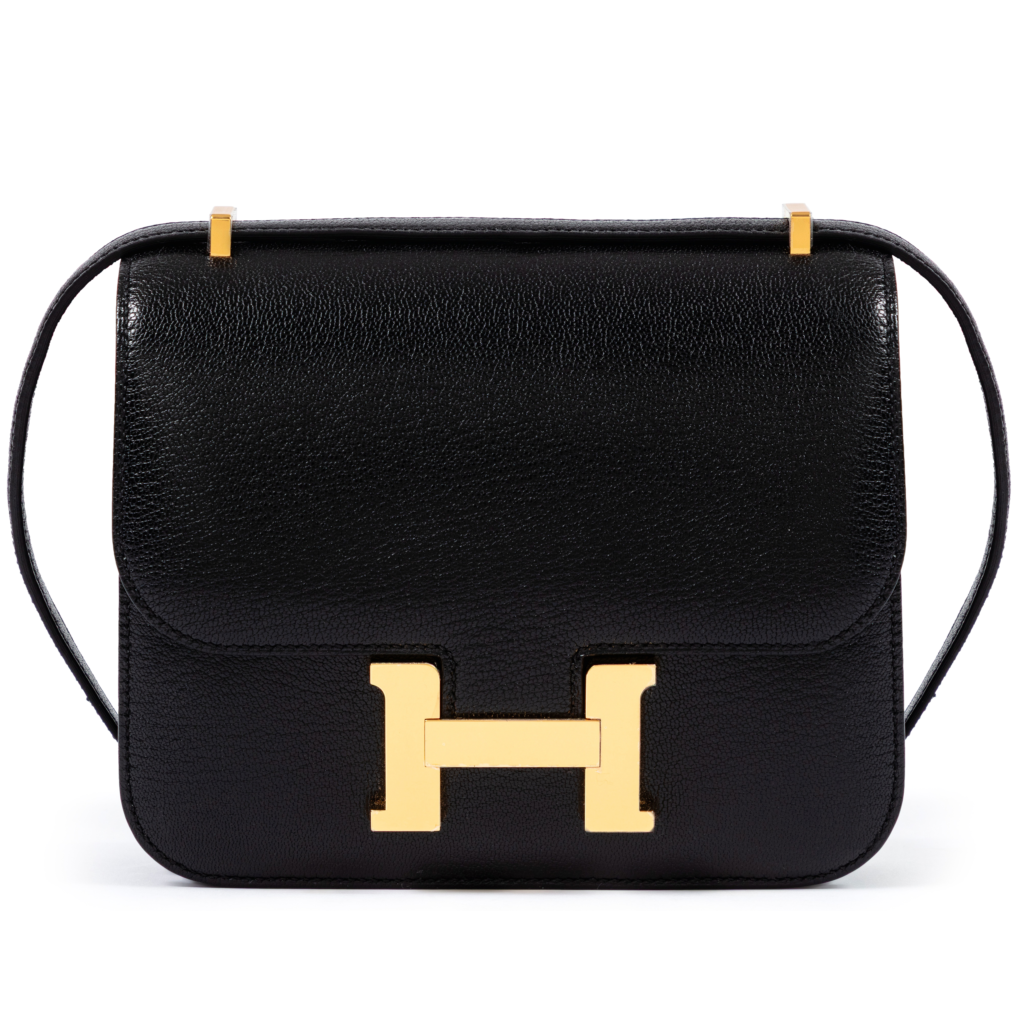 Hermès Black Chèvre Mysore Mini Constance 18 Gold Hardware, 2025