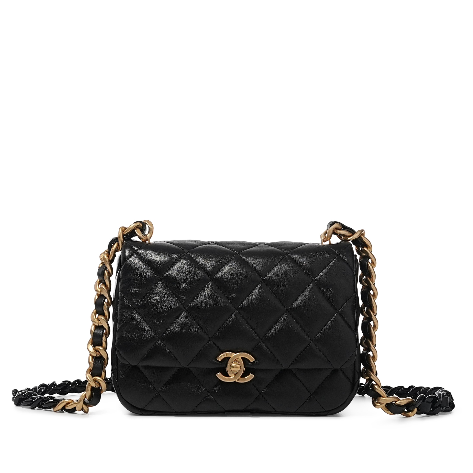 Chanel flap bag discount with gold ball