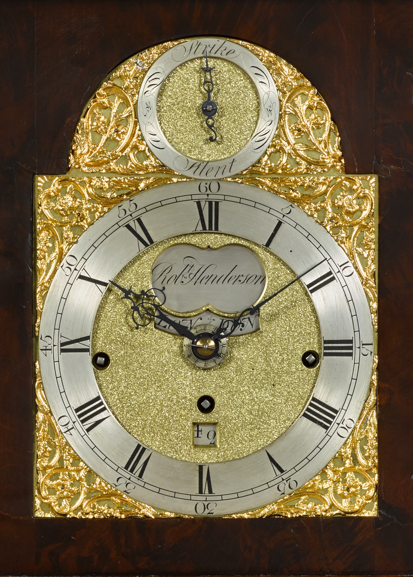 A III mahogany quarter chiming table clock with alarm, Robert