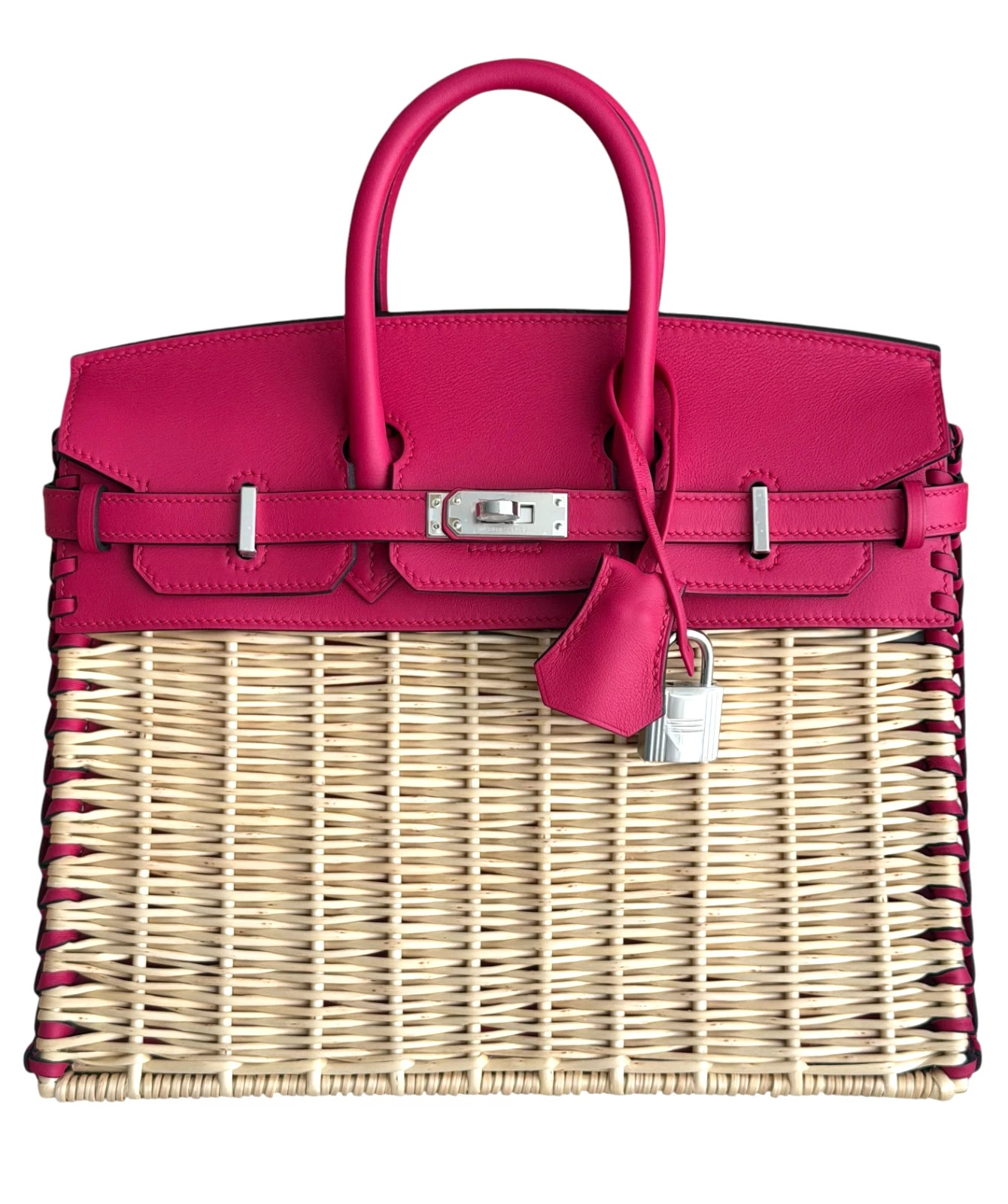 ✨️極美品✨️ エルメス ヴィドポッシュ トレイ フェルト ピンク レディース Hermès Limited Edition Framboise Swift And Osier Wicker Picnic