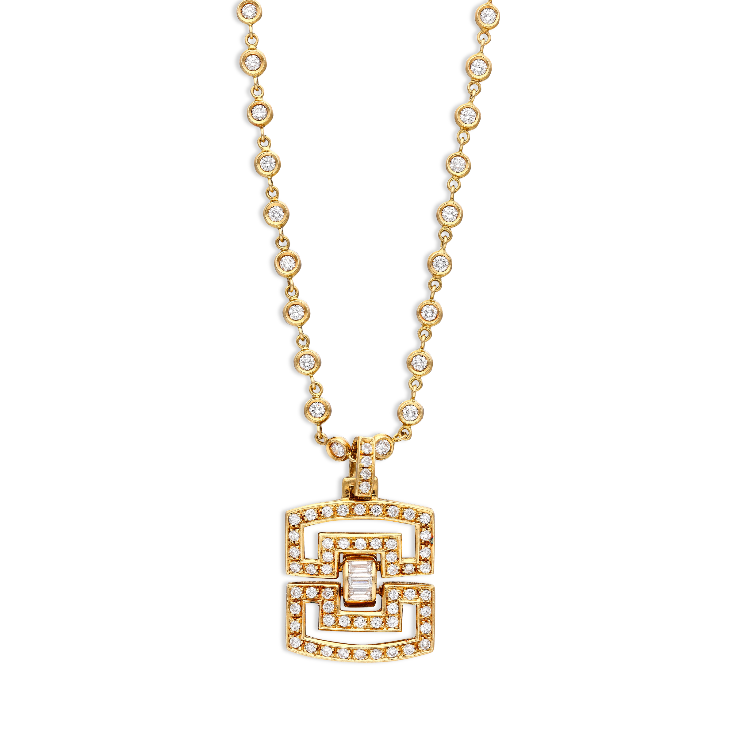 Vintage Gold And Diamond Pendant Necklace Available For Immediate Sale