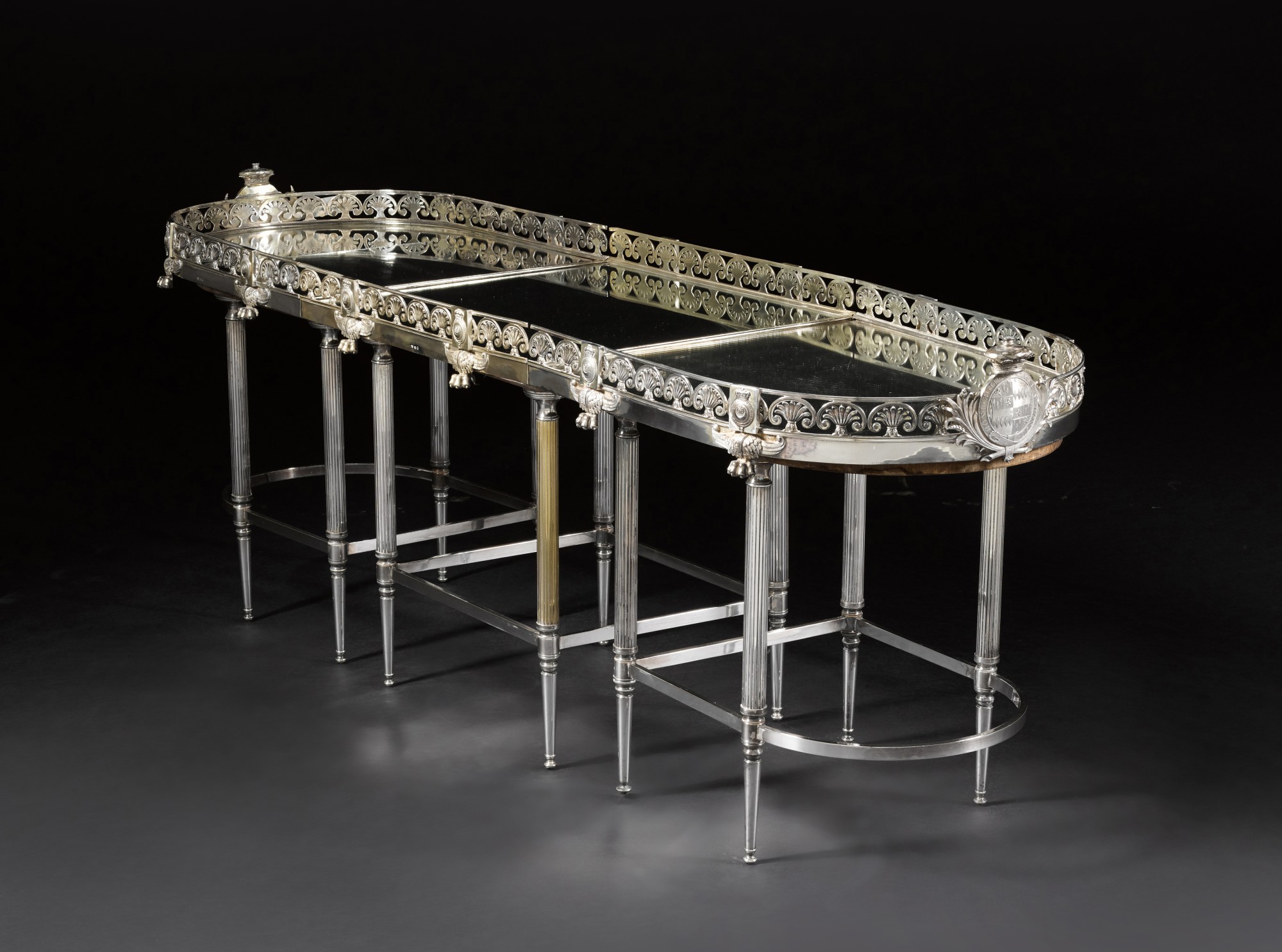 A George III silver mirror plateau in six sections, Benjamin Smith ...