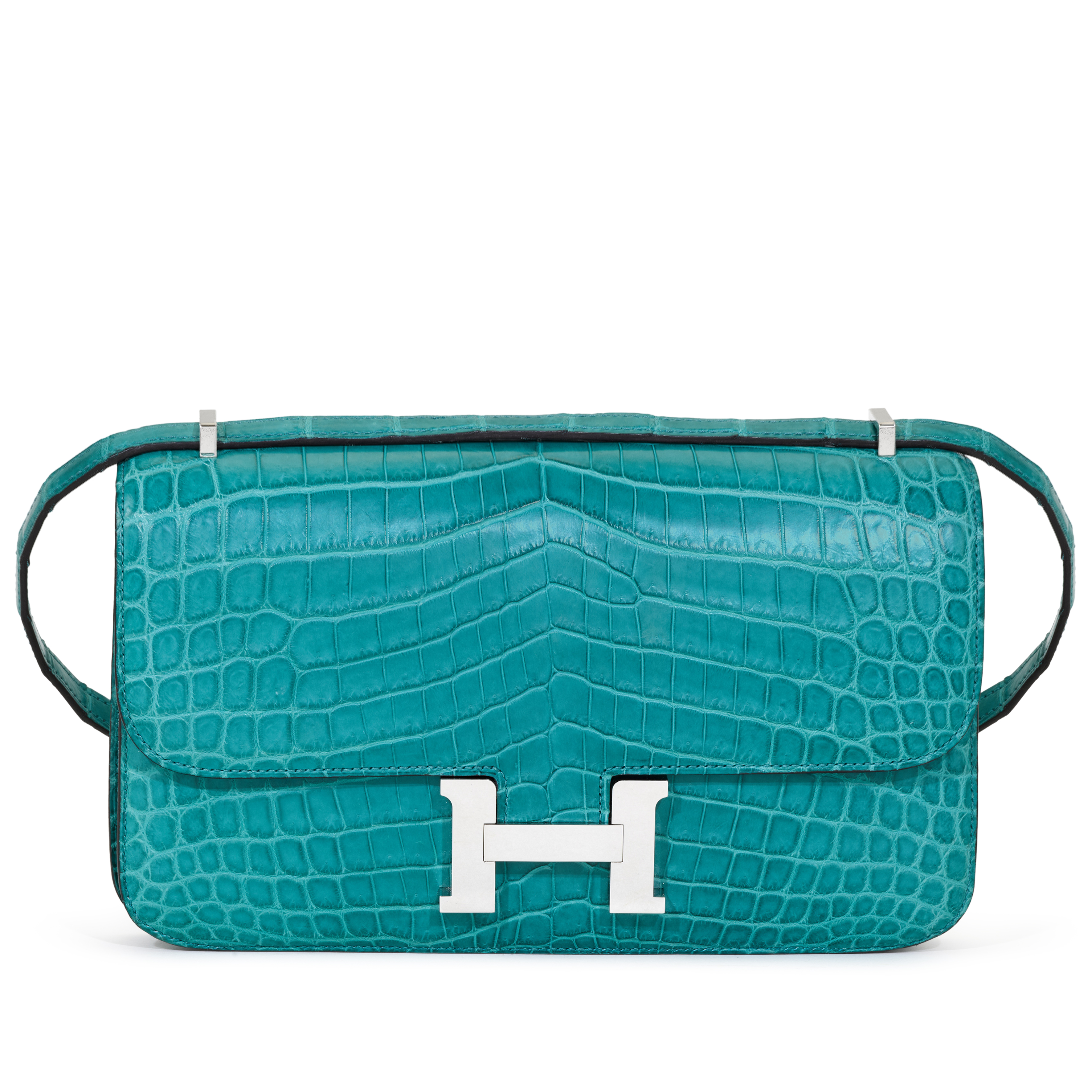 Hermès Bleu Paon Matte Alligator Constance Elan Palladium Hardware