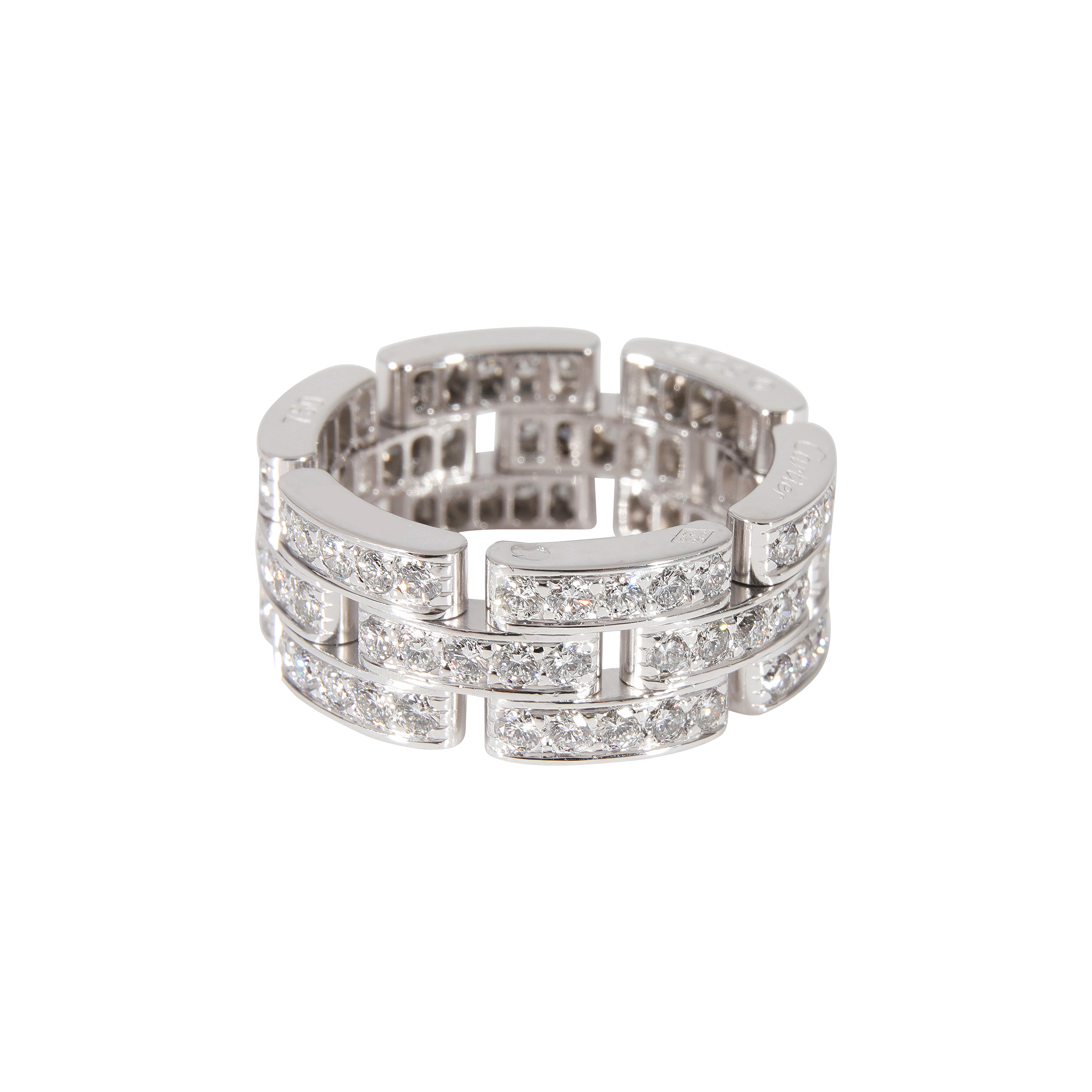 すぐ届く Cartier* MAILLON PANTHERE ロゴ ダイヤ リング 指輪 CARTIER Maillon Panthere Full Diamond 18k Yellow Gold 3 Row