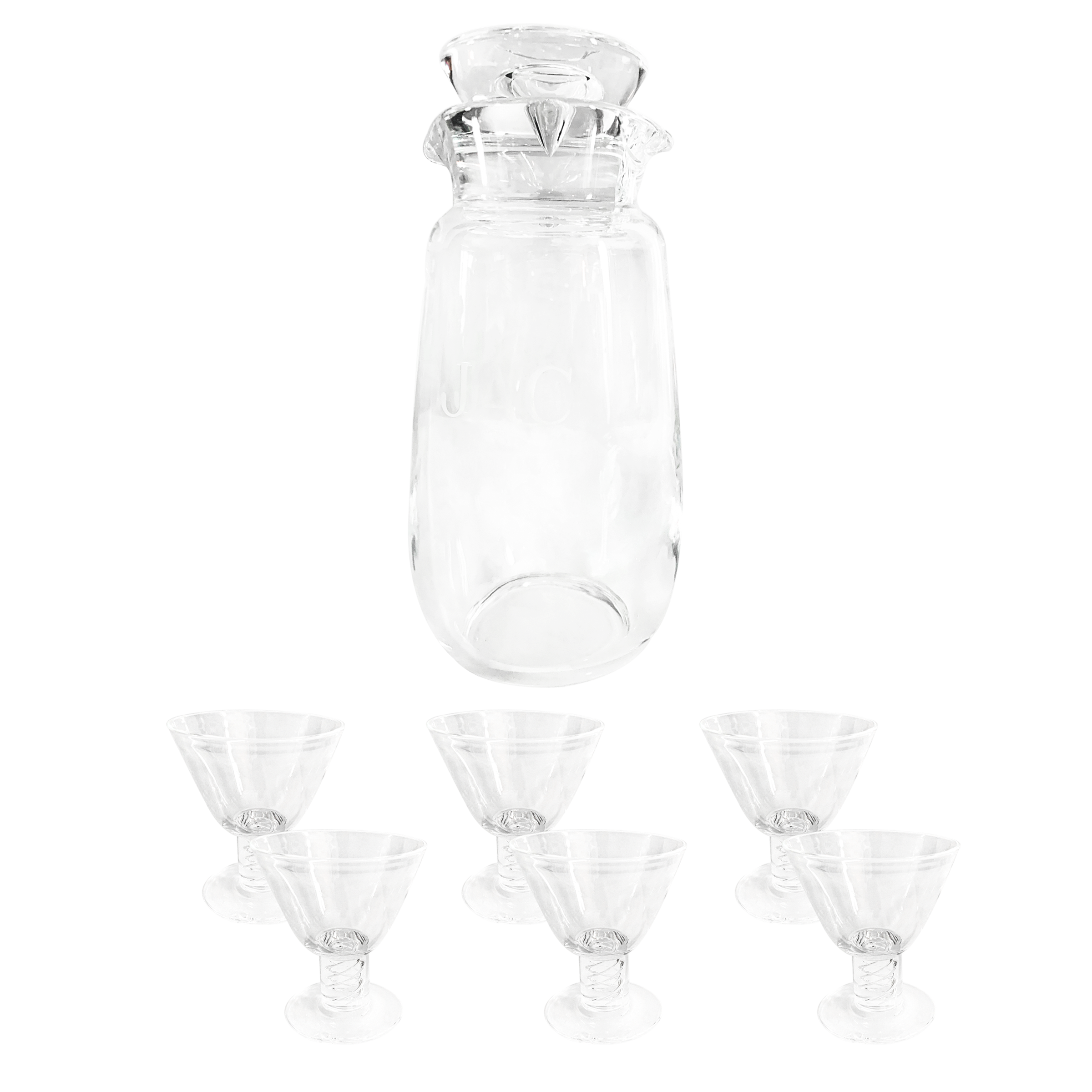 Steuben Glass Vintage American Art Glass Pitcher And Aperitif Glasses