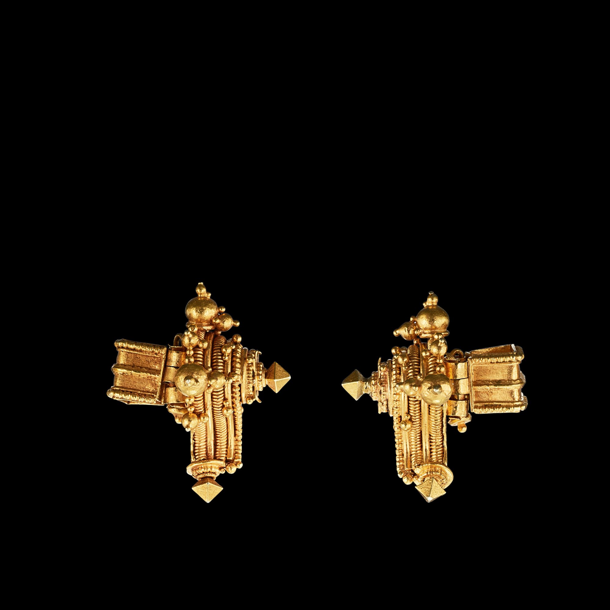 A pair of conch-shaped gold cord clasps Java, Indonesia, 7th - 12th ...