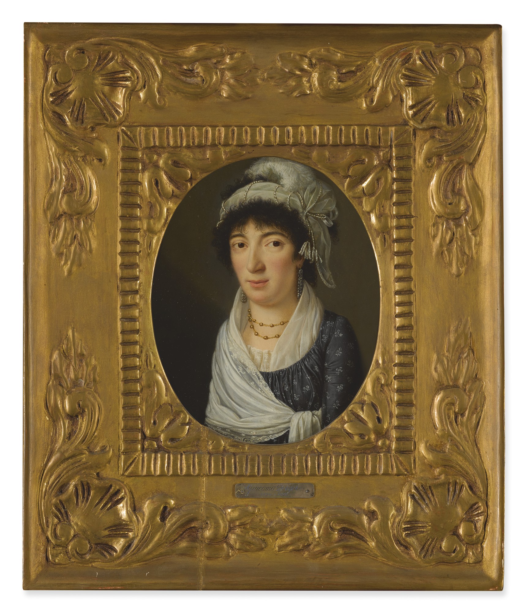 GIACOMO BERGER | PORTRAIT OF A LADY, PROBABLY ELIZABETH REGIS, BUST LENGTH
