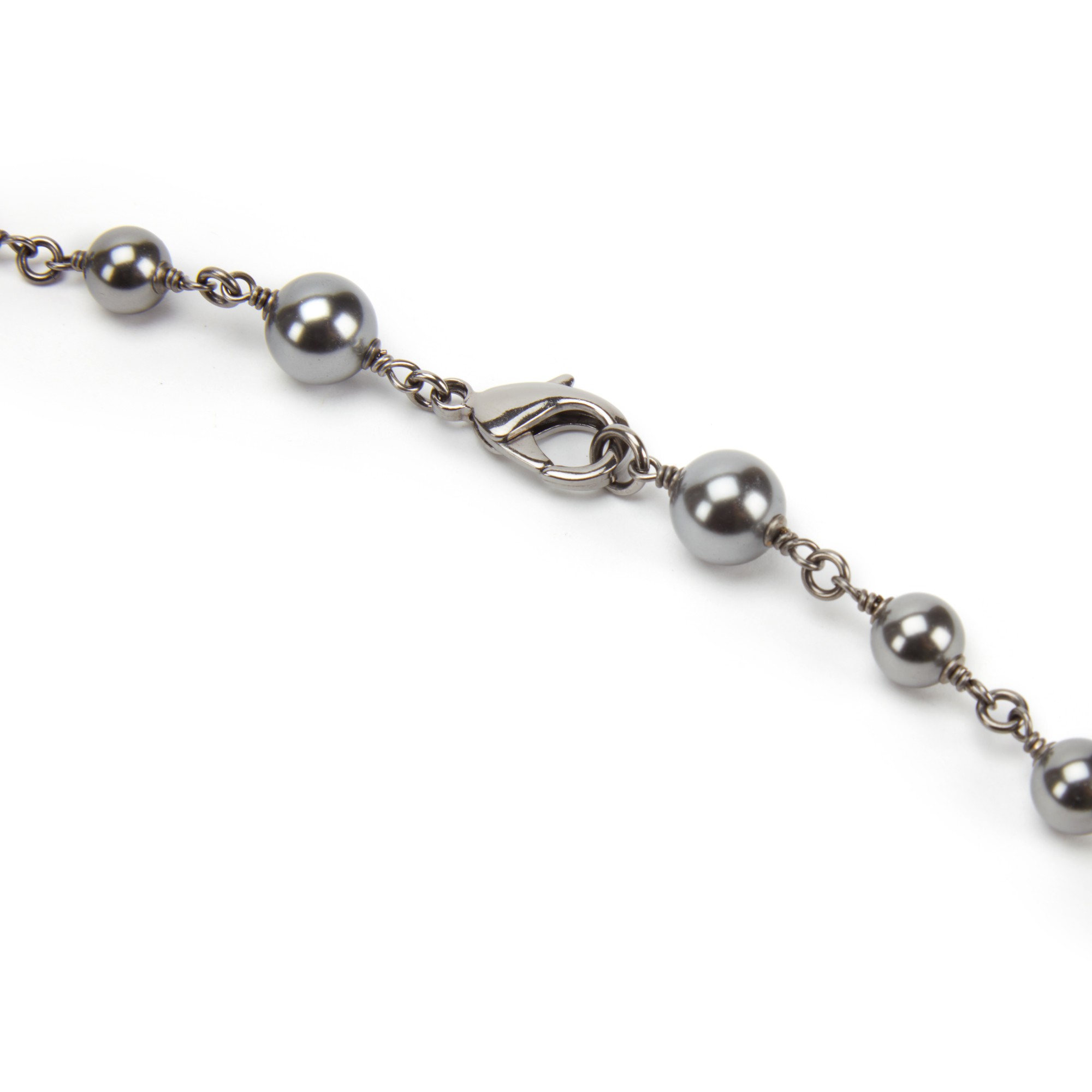 韓国発【ROAJU】[silver925] clear pearl chain necklace/追跡付 925 Sterling Silver Black Mother of Pear Boublet Bujukan