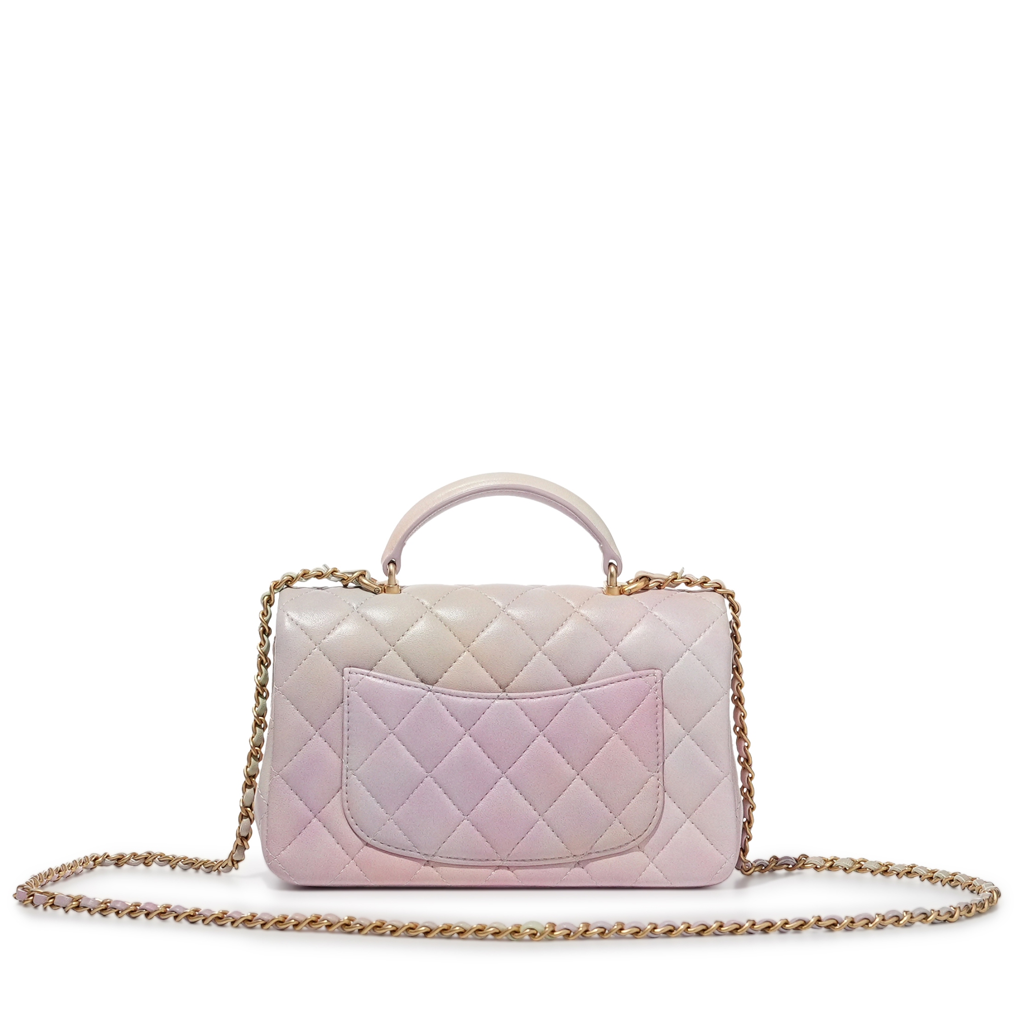 トートバッグ × ヴィンテージ(中古) Chanel Rainbow Top Handle Chain Bag CHANEL Rainbow Woven WOC Calfskin Leather Top Handle Bag