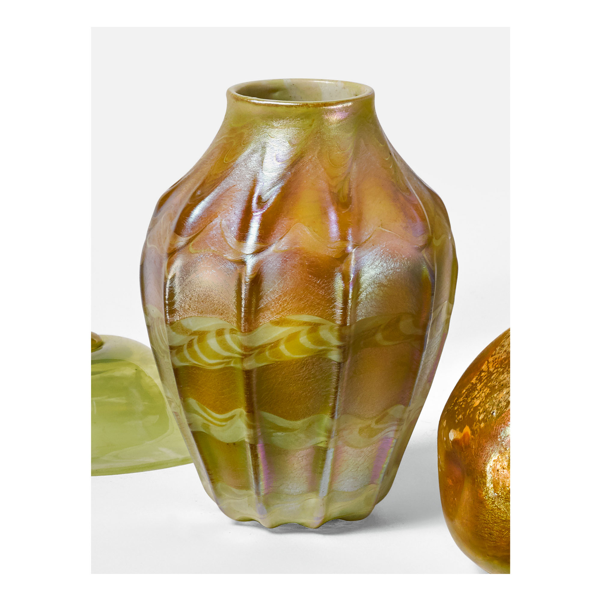TIFFANY STUDIOS RIBBED DECORATED VASE Design 20th Century