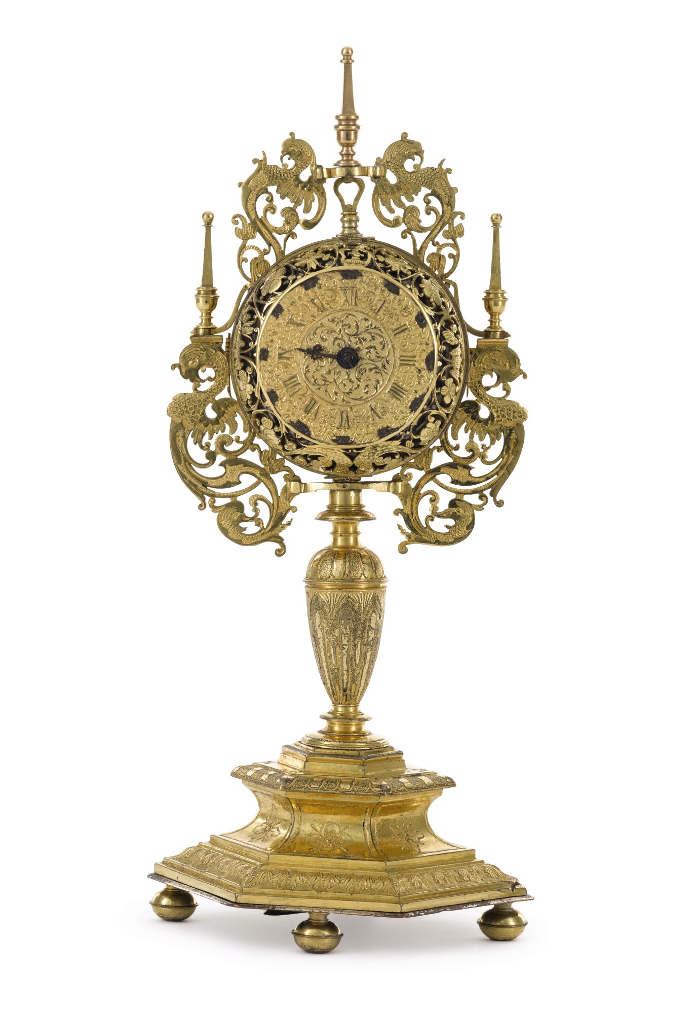 A renaissance giltbrass monstrance table clock, German, circa 1600 and later STYLE Silver