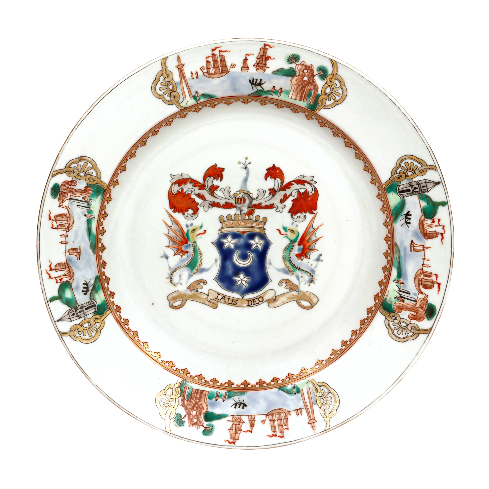 Antique Chinese Export Famille Rose Porcelain Armorial Plate