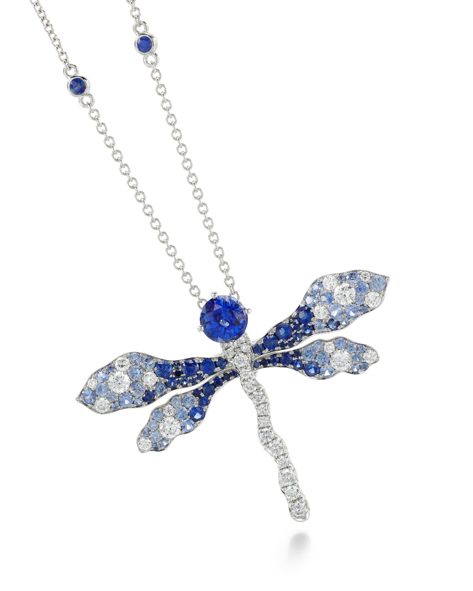 JAMES GANH SAPPHIRE AND DIAMOND BROOCH/PENDANT NECKLACE, 'BLUE