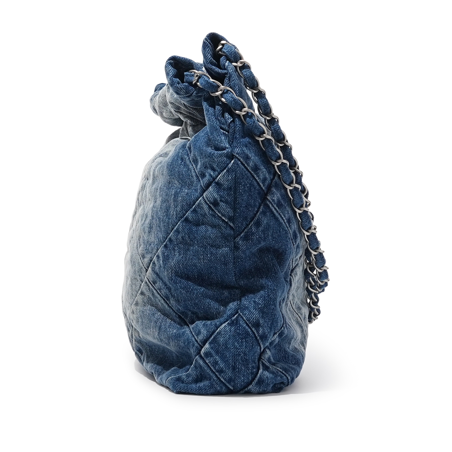 Chanel Gradient Blue Quilted Denim 22 Bag Silver Hardware, 2023