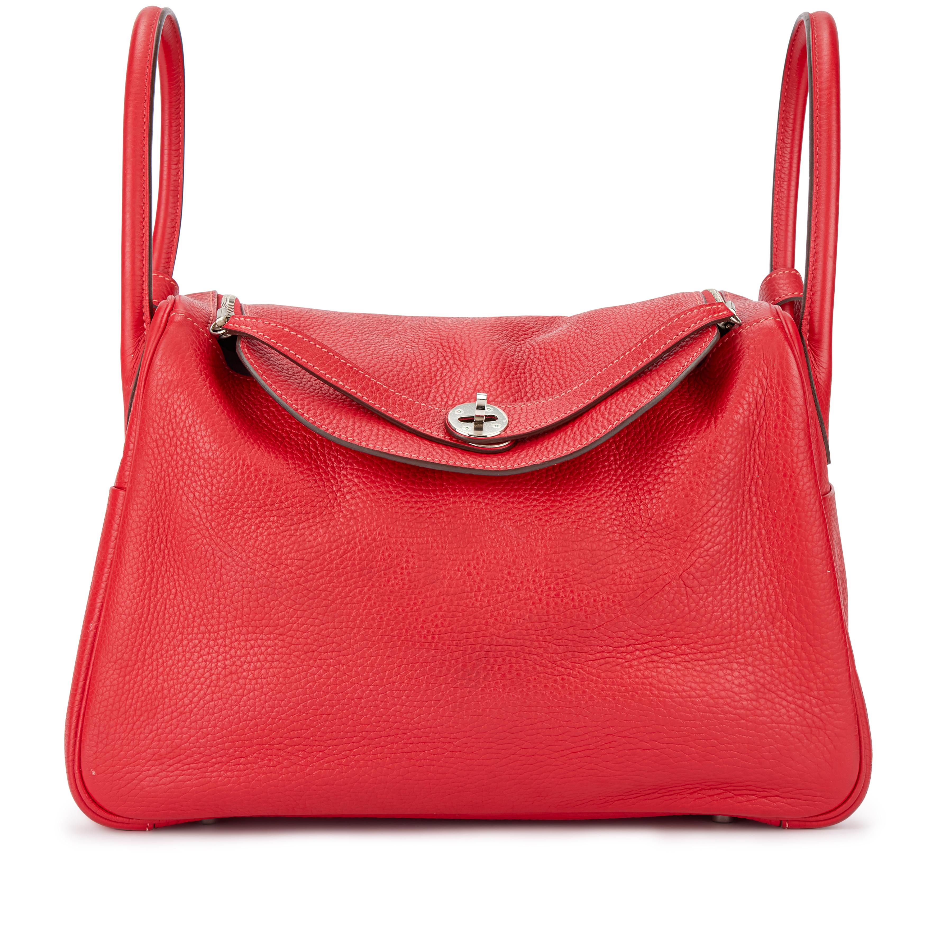 Hermès Rouge Casaque And Rose Jaipur Clemence Lindy 34 Palladium