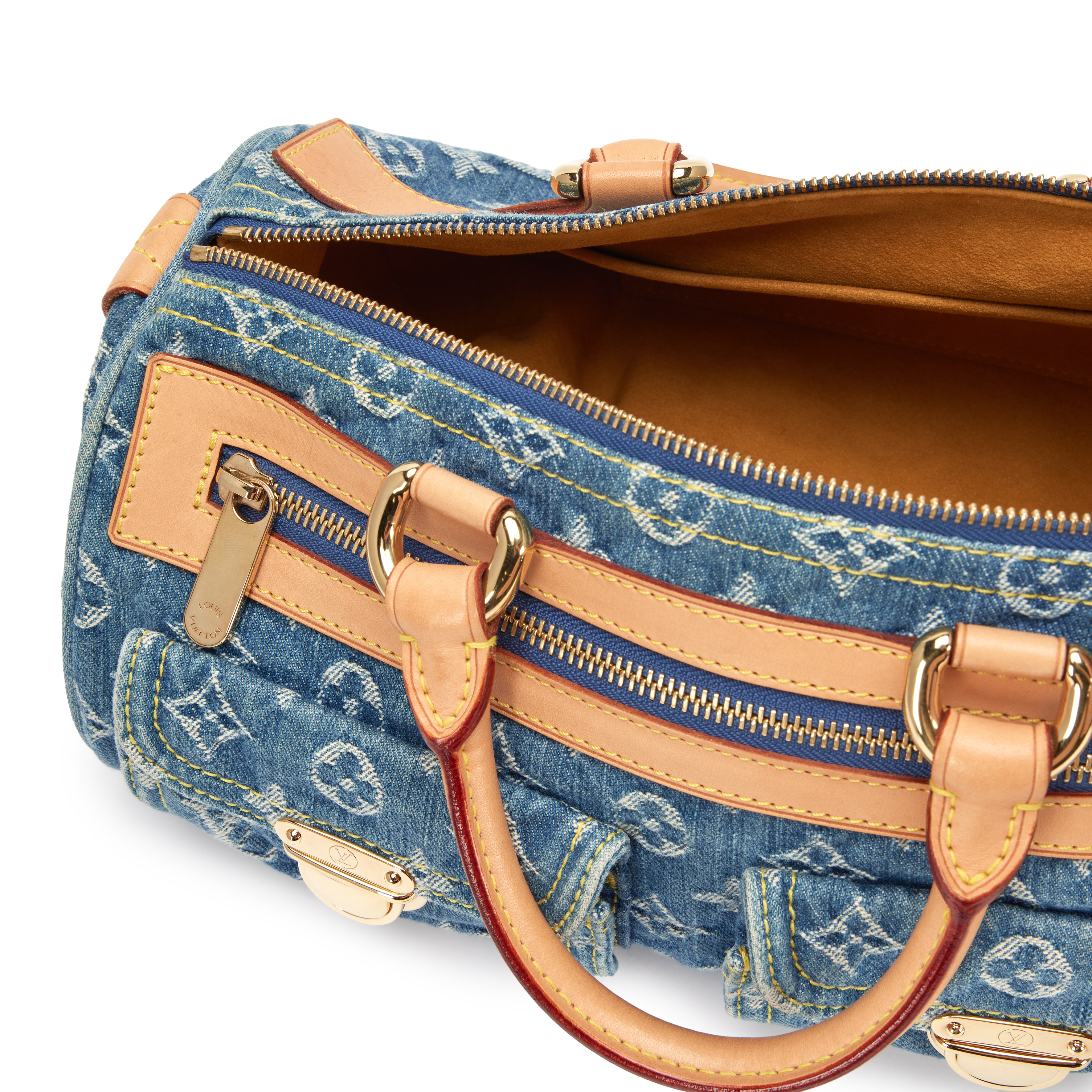 Louis Vuitton Blue Monogram Denim Neo Speedy Bag Gold Hardware