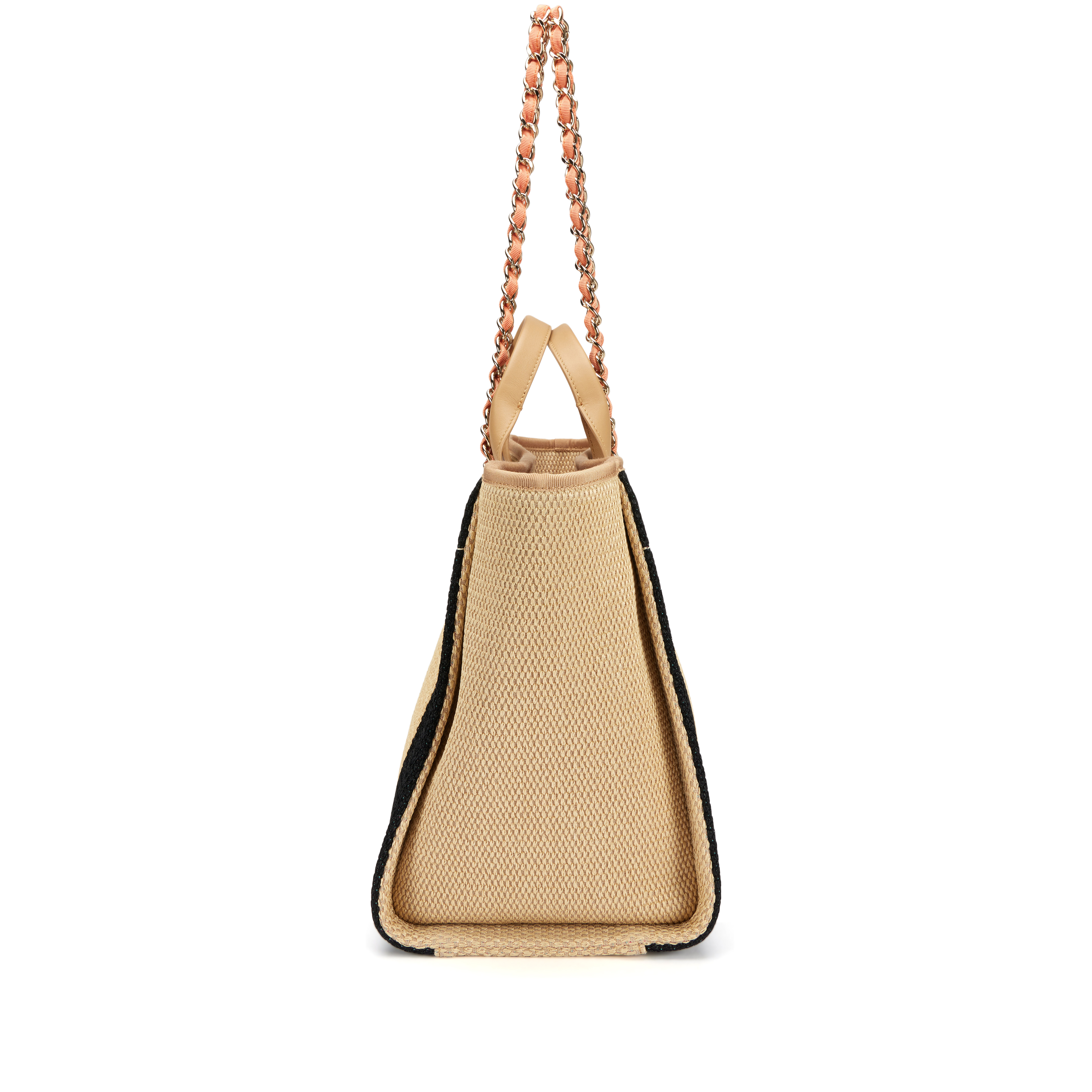 Black, White and Beige Striped Raffia Large Deauville Tote Pale Gold Hardware, 2020 - Image 2