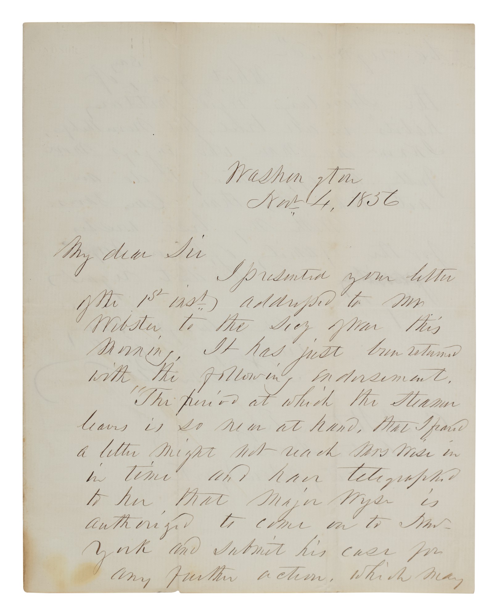 FRANKLIN PIERCE A letter from President Pierce, noting the character