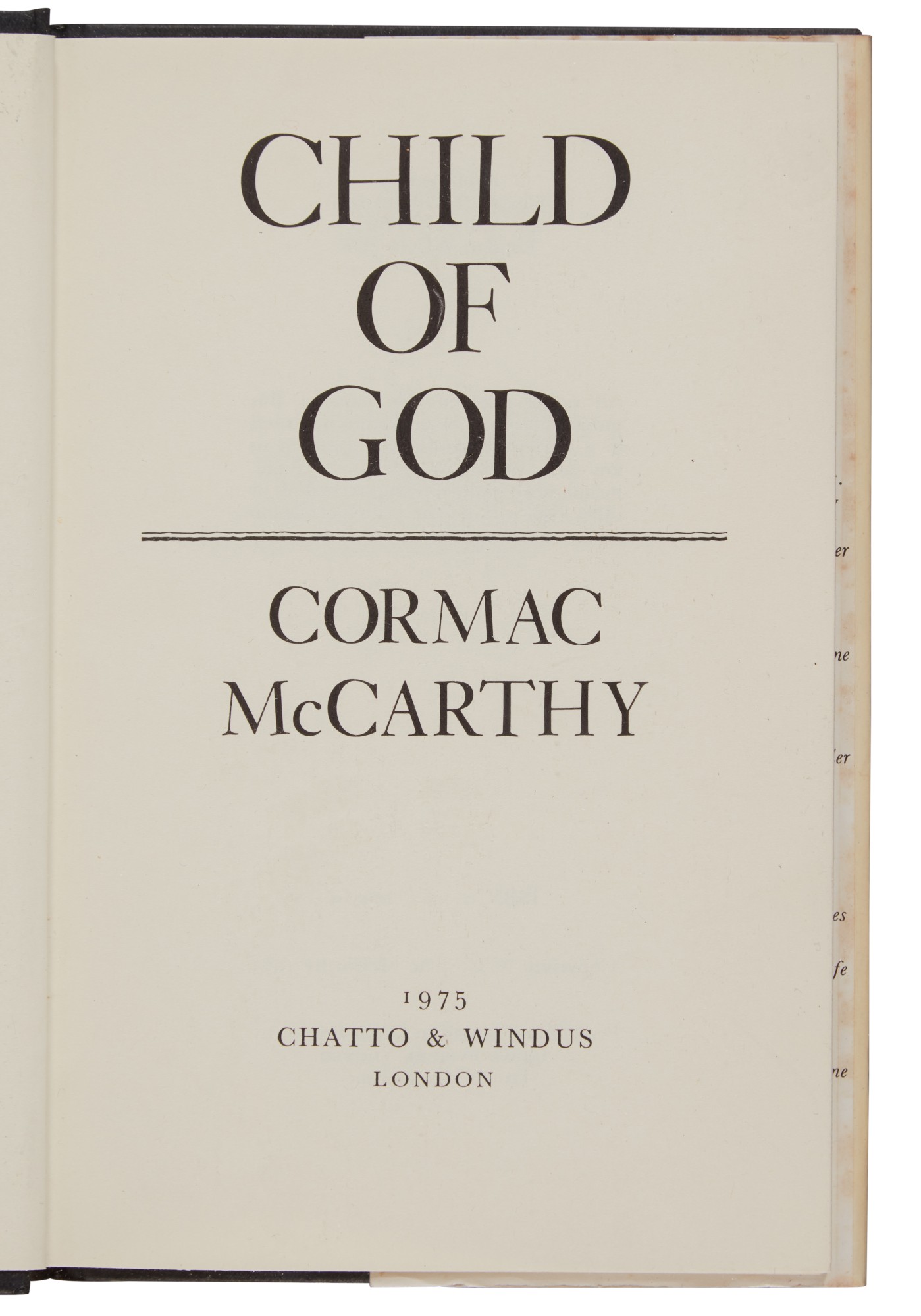 McCarthy, Cormac First editions of Child of God and Suttree Fine