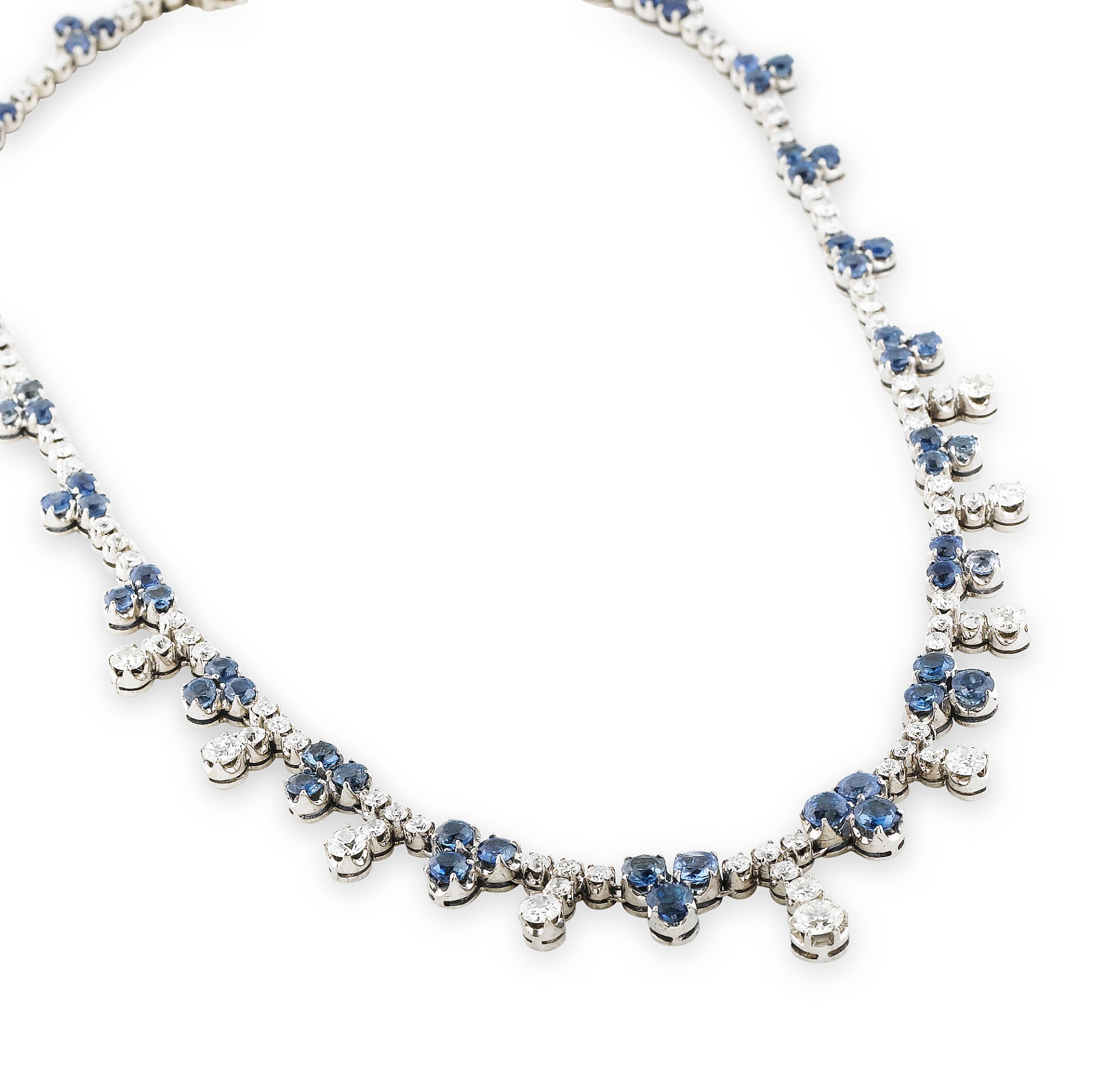 Collier floral en or jaune diamant saphir rubis et émeraude