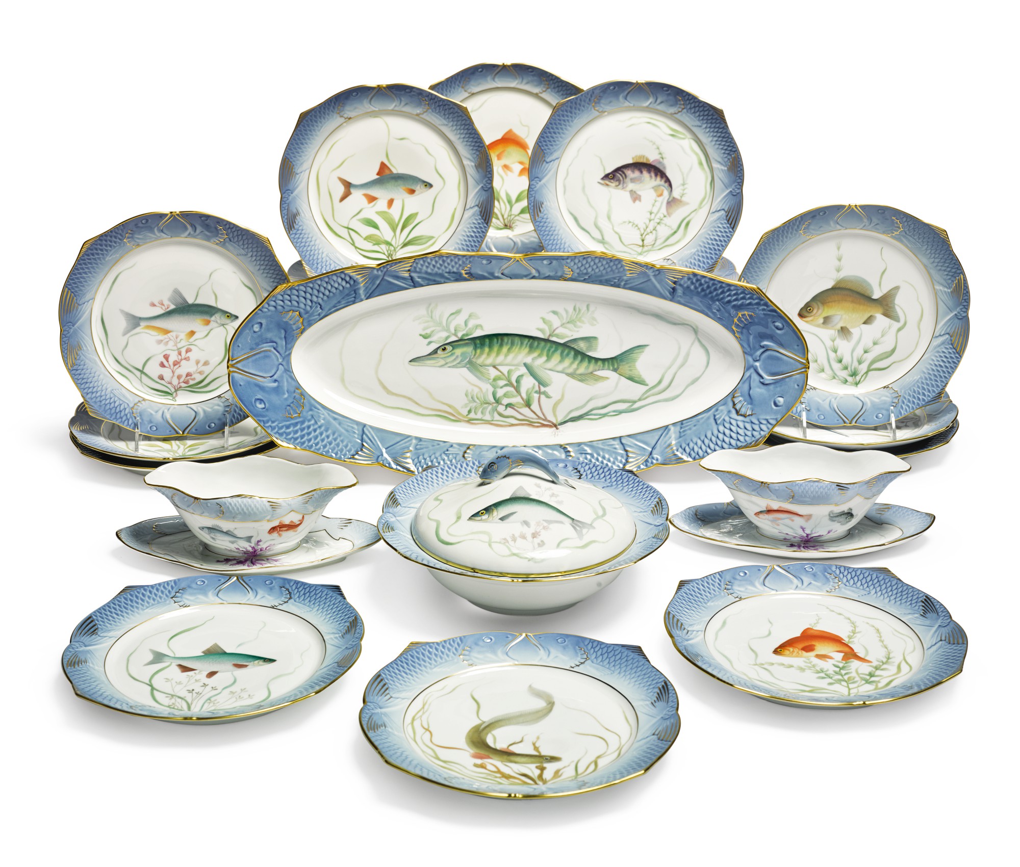 A ROYAL COPENHAGEN 'FISH SERVICE', 20TH CENTURY Food For Thought