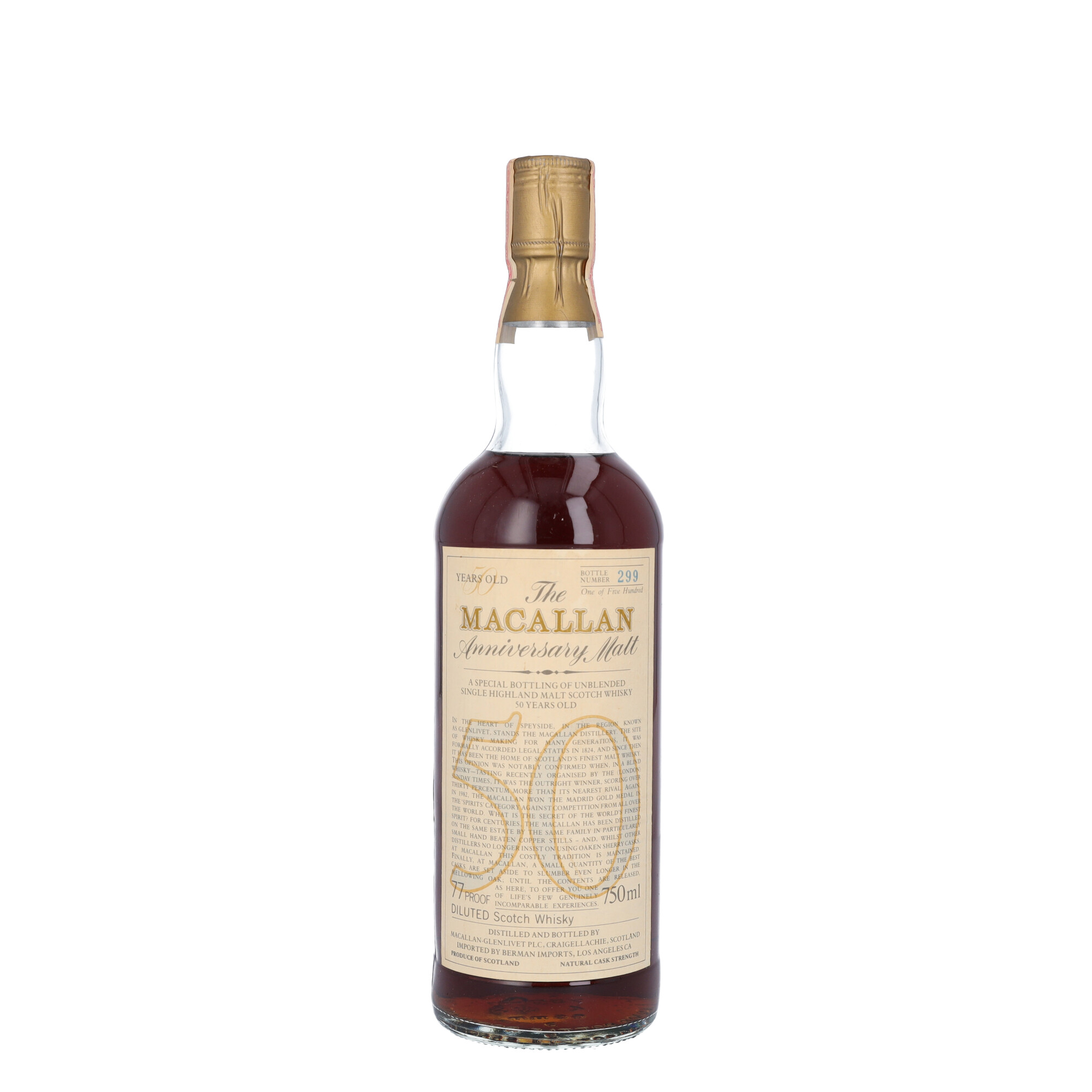 The Macallan 50 Year Old Anniversary Malt 77 proof 1928 (1 BT75) | Rare ...