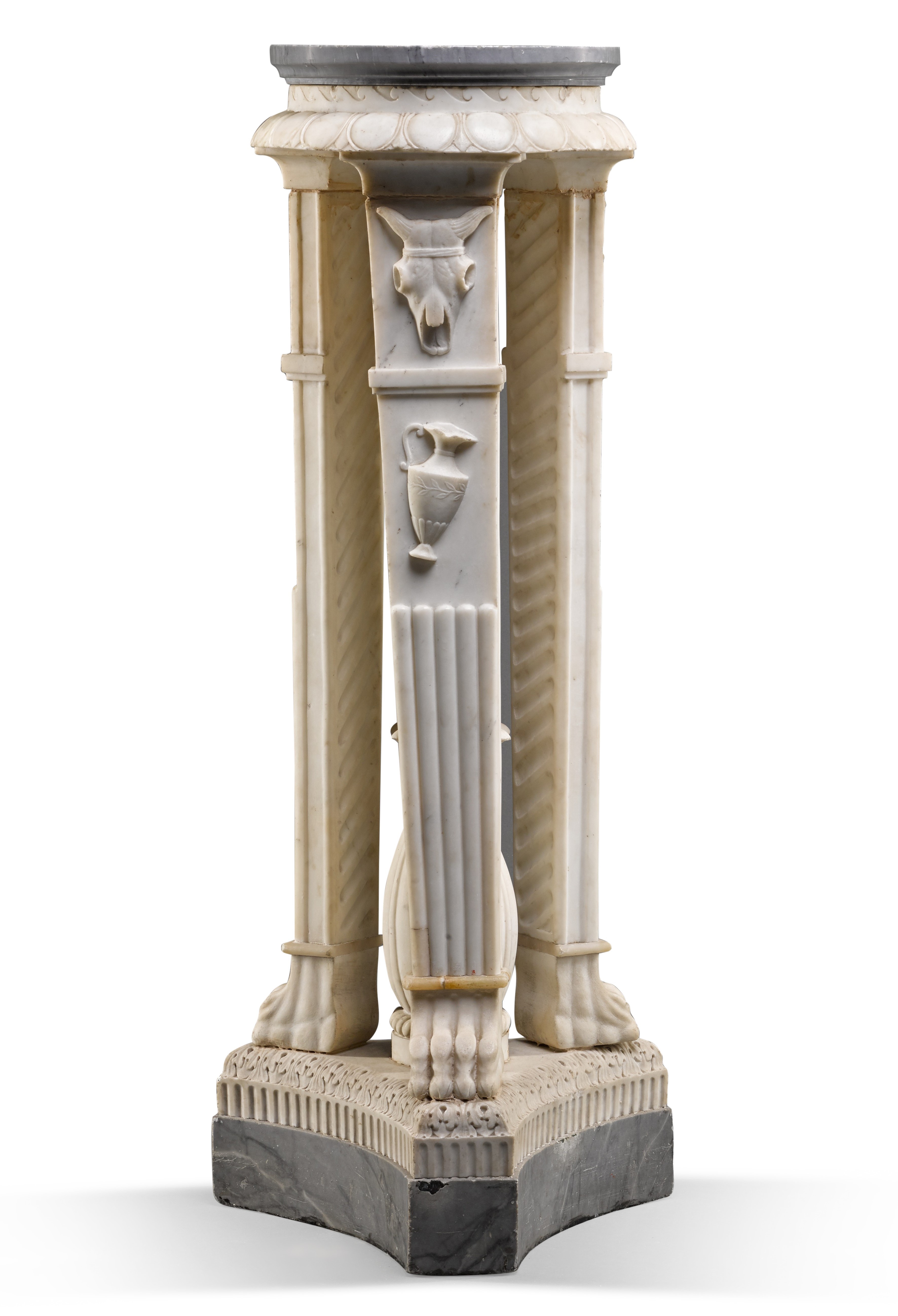 An Italian neoclassical carved white marble pedestal, circa 1780