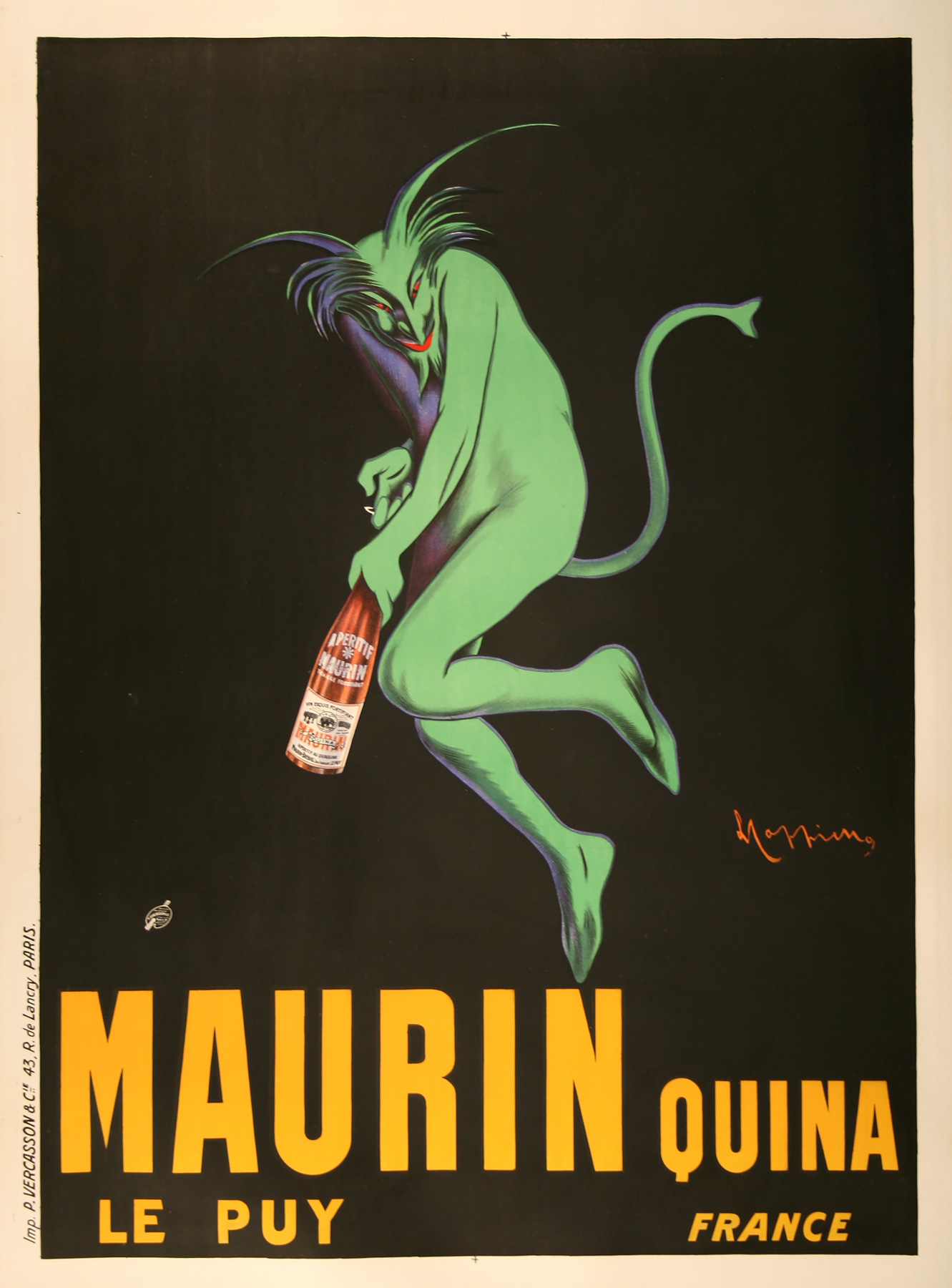 MAURIN QUINA LE PUY(石版) Leonetto Cappiello Vintage Maurin Quina Le Puy Liqueur Devil