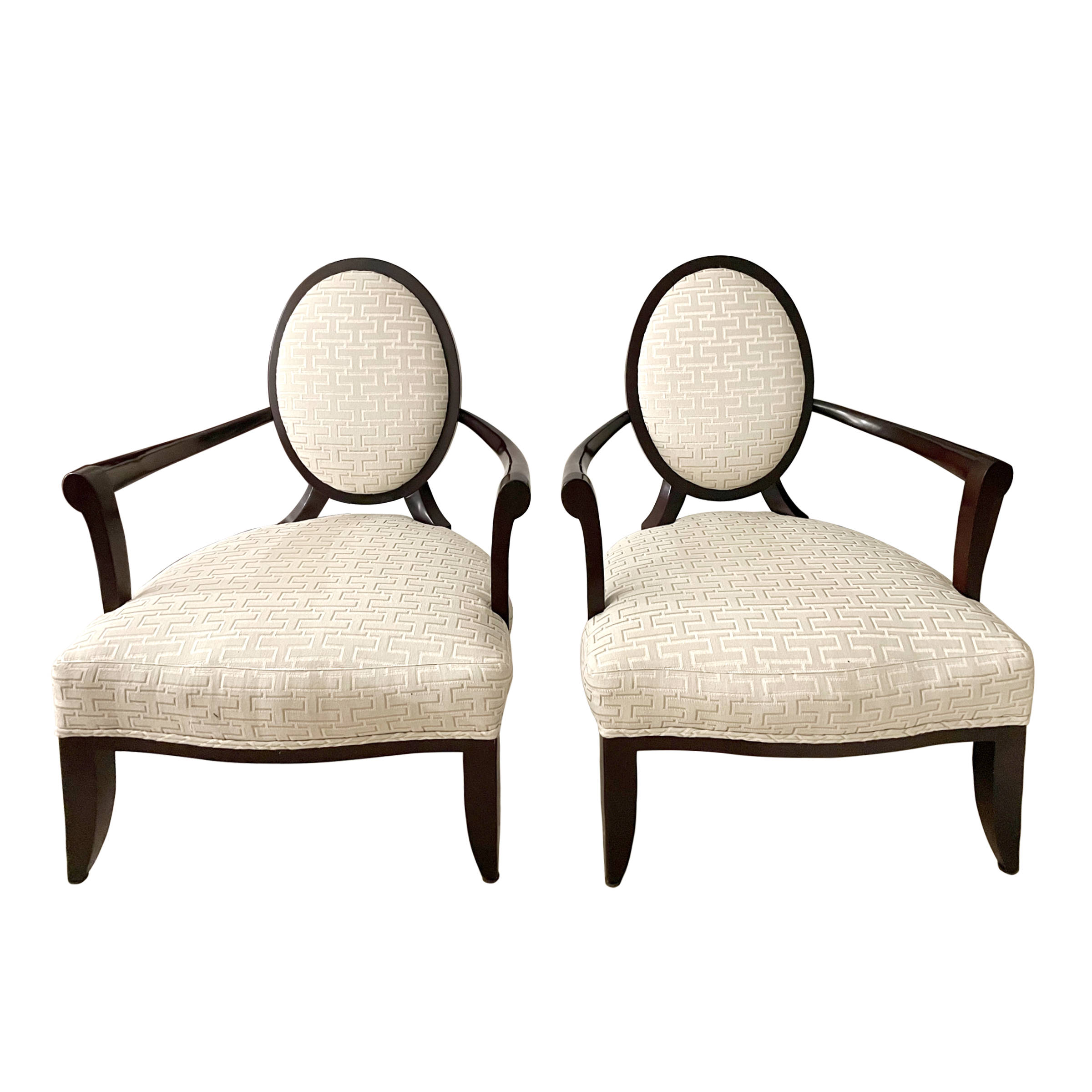 Baker, Barbara Barry Oval X-Back Armchairs Available For Immediate