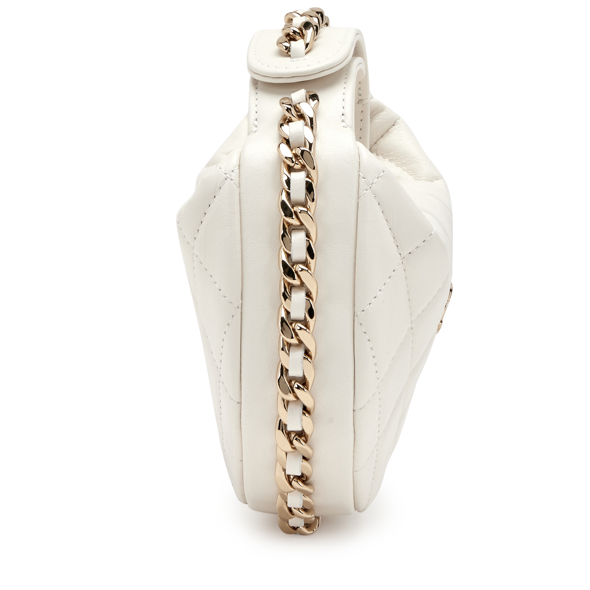 Chanel Logo Chain Strap Flap Bag Quilted Lambskin Small White 226050208