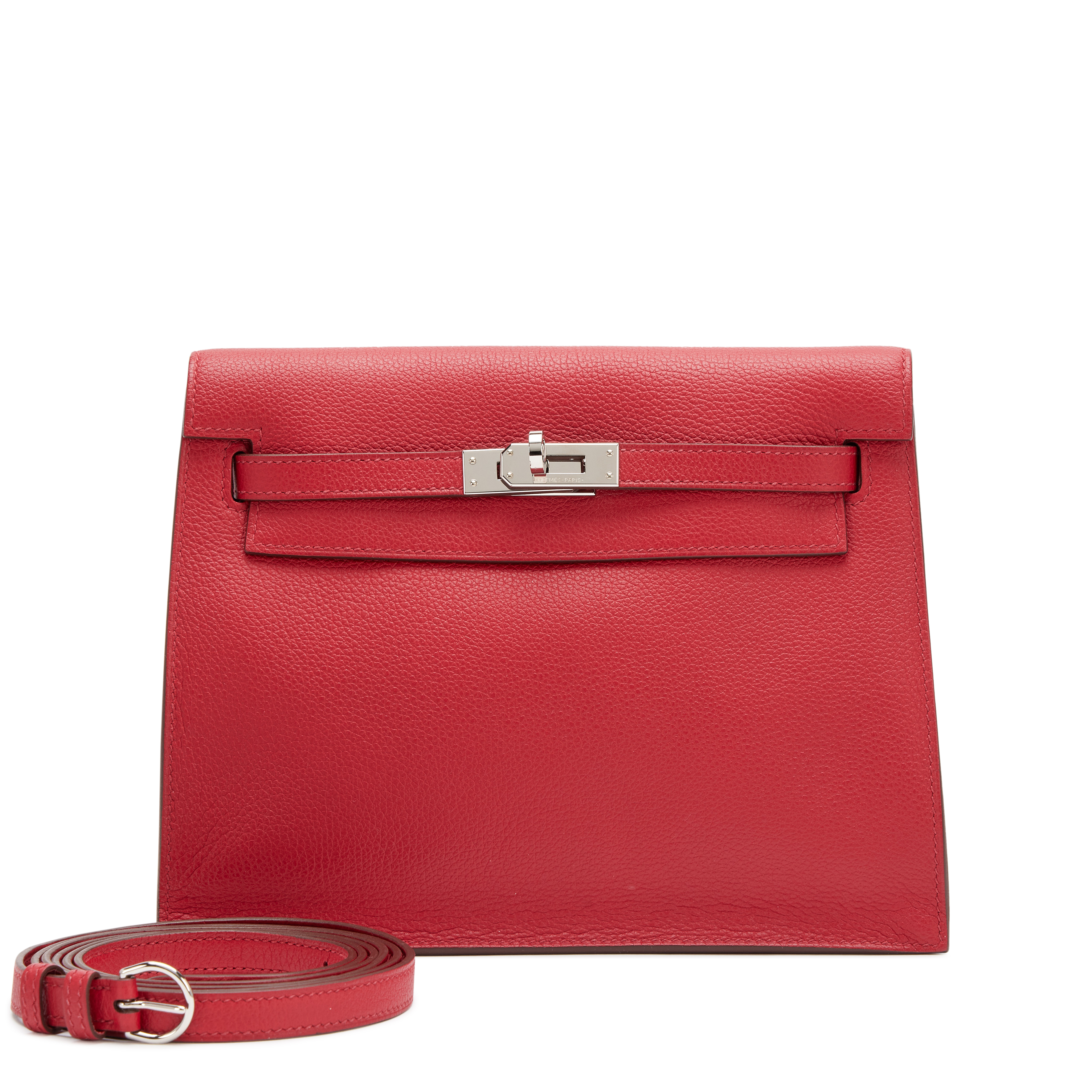 Hermès Rouge Casaque Evercolor Kelly Danse II Palladium Hardware
