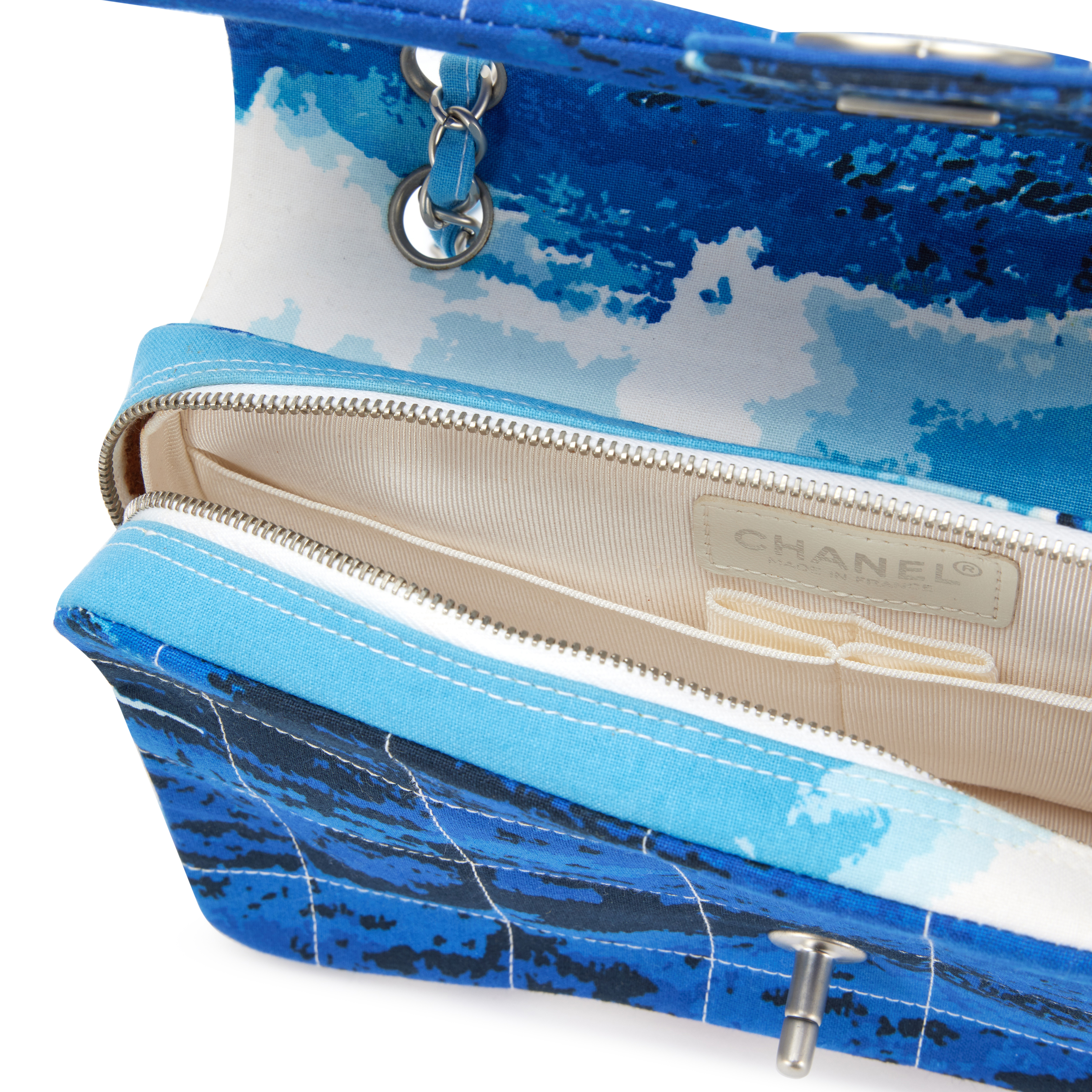 Chanel Blue, White, And Red Chocolate Bar Quilted Canvas CC Beach