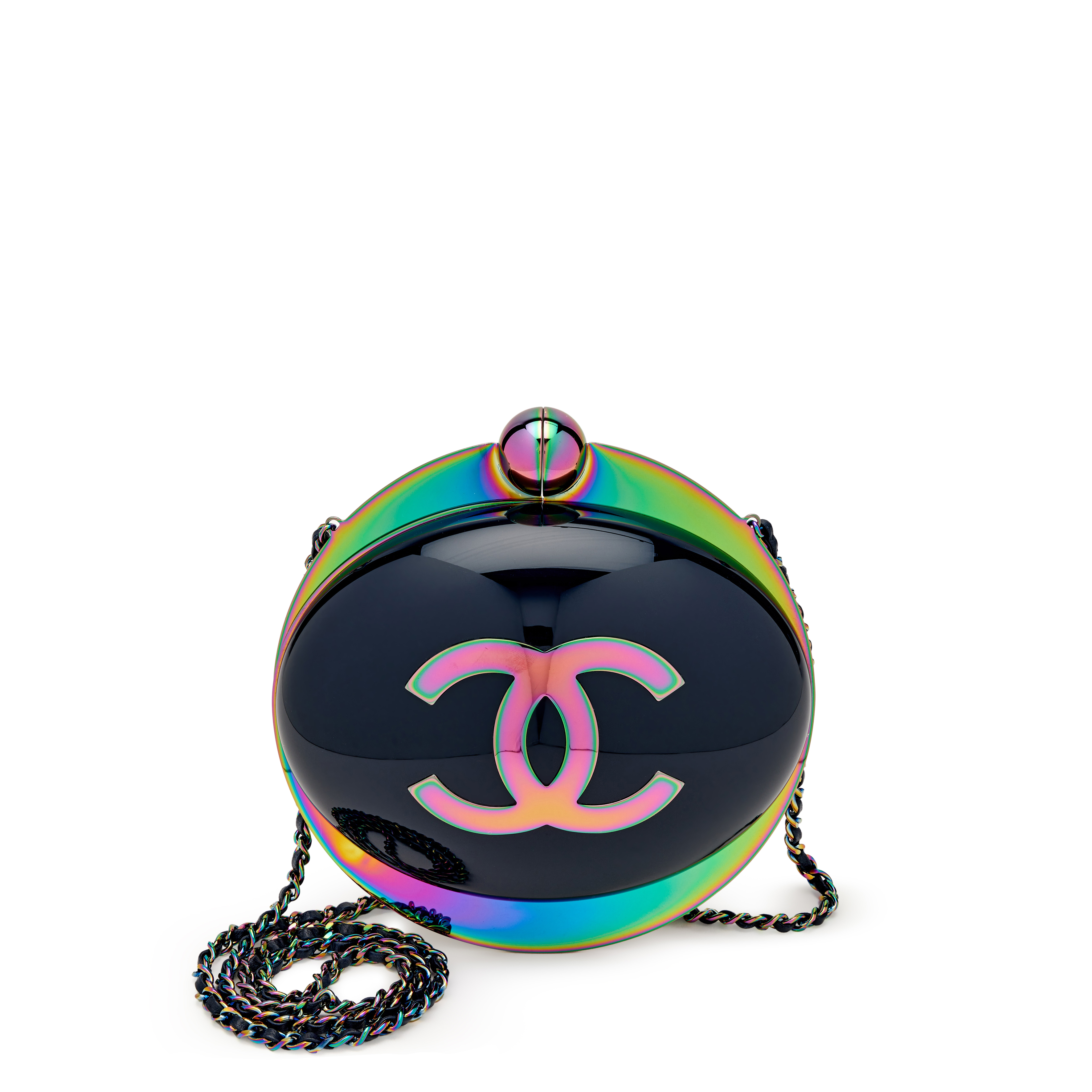 Chanel Blue Resin On The Moon CC Minaudière Bag Rainbow Hardware