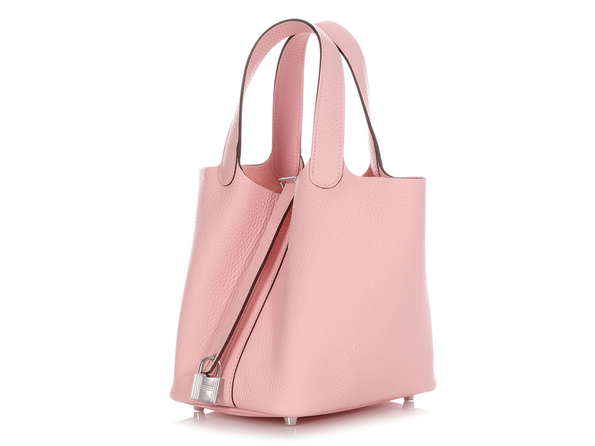 Hermès Rose Sakura Clemence Picotin Lock 18 Palladium Hardware