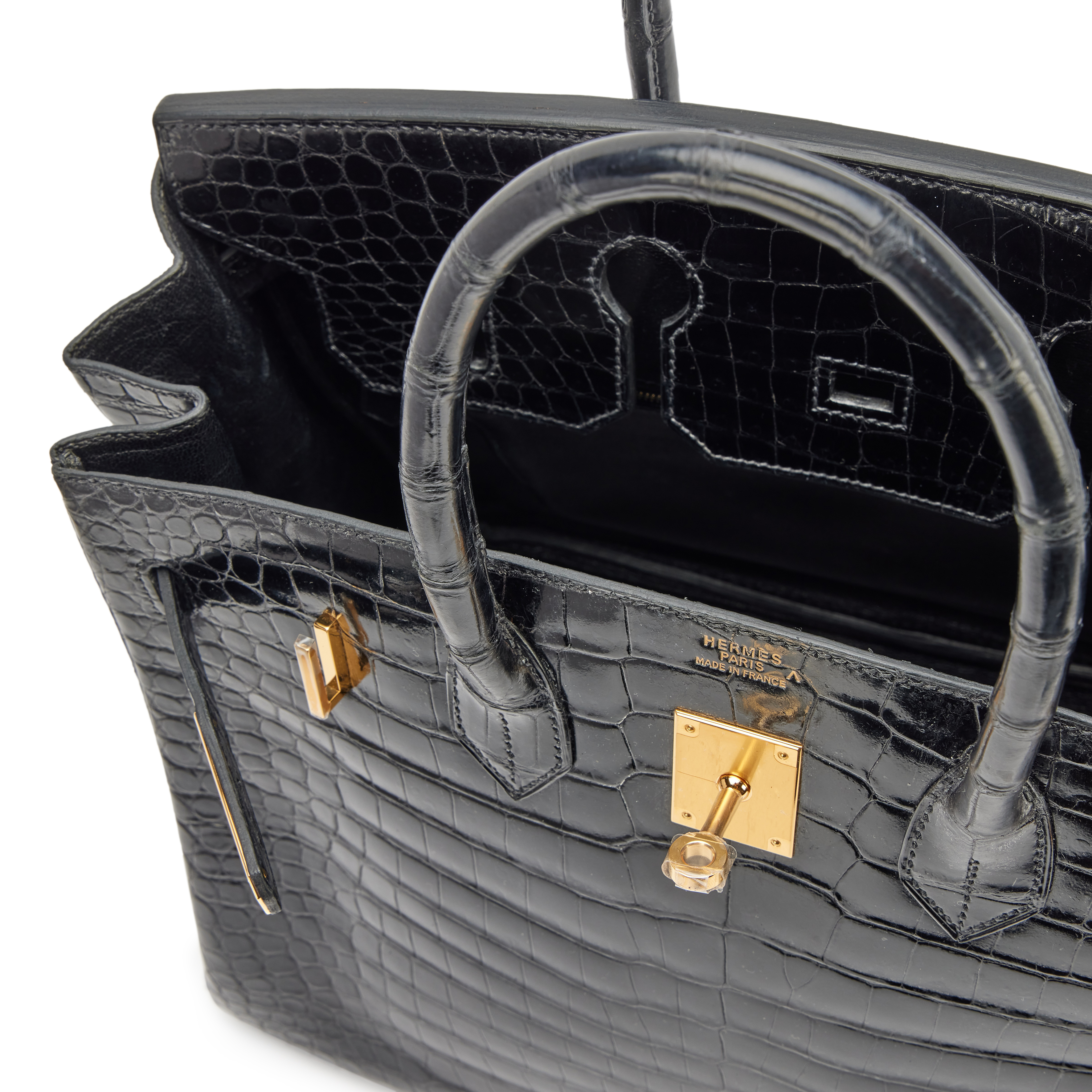 Hermès Black Shiny Porosus Crocodile Birkin 35 Gold Hardware, 2003