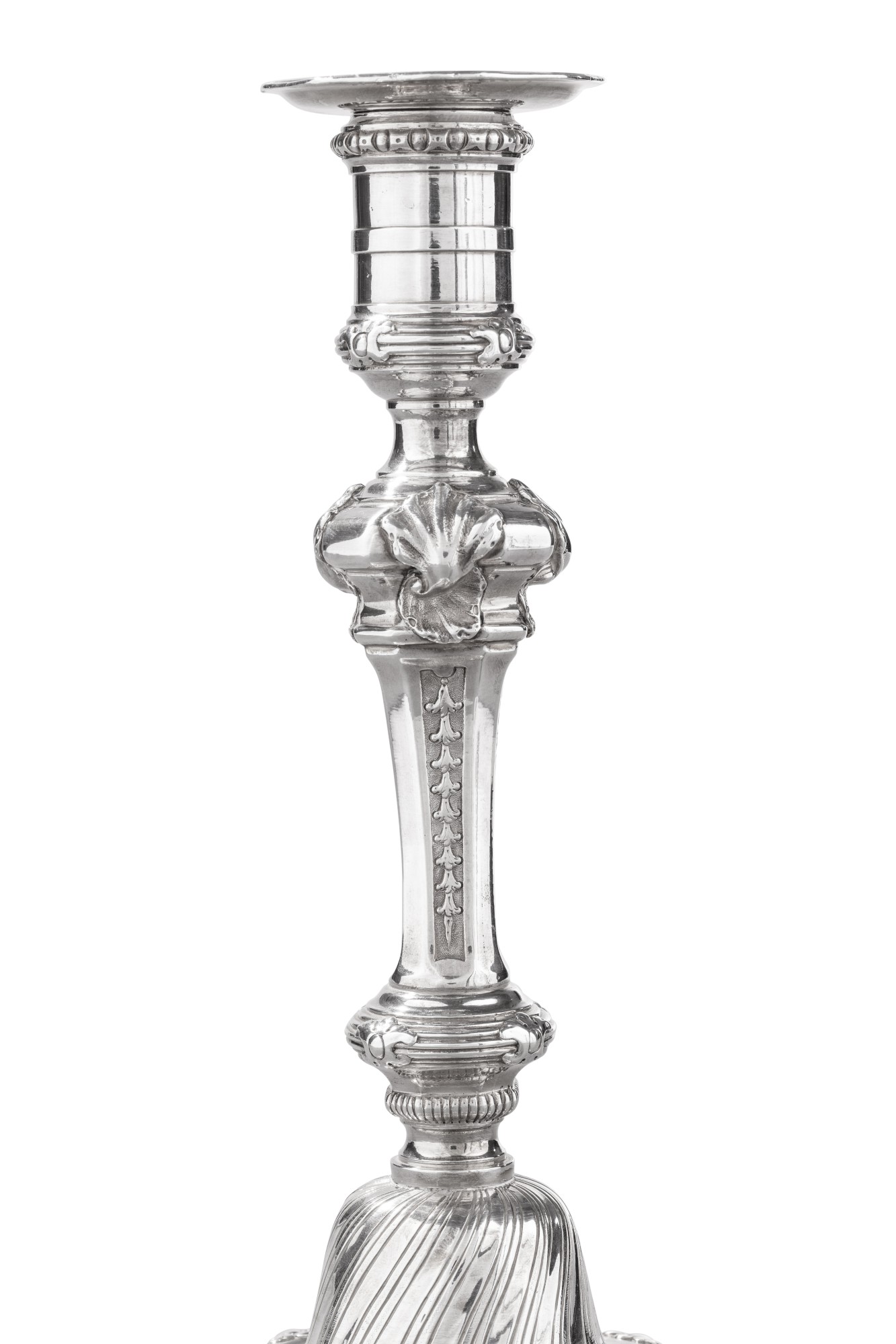 Two pairs of French silver candlesticks, one, Claude Antoine Charvet, Paris, 17671768, the