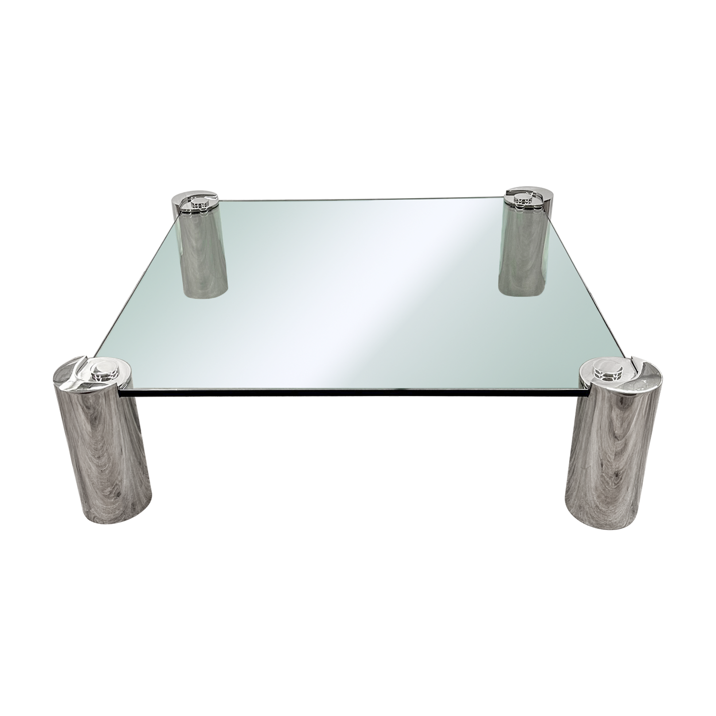 Karl Springer Vintage American Postmodern Chrome And Glass Coffee Table