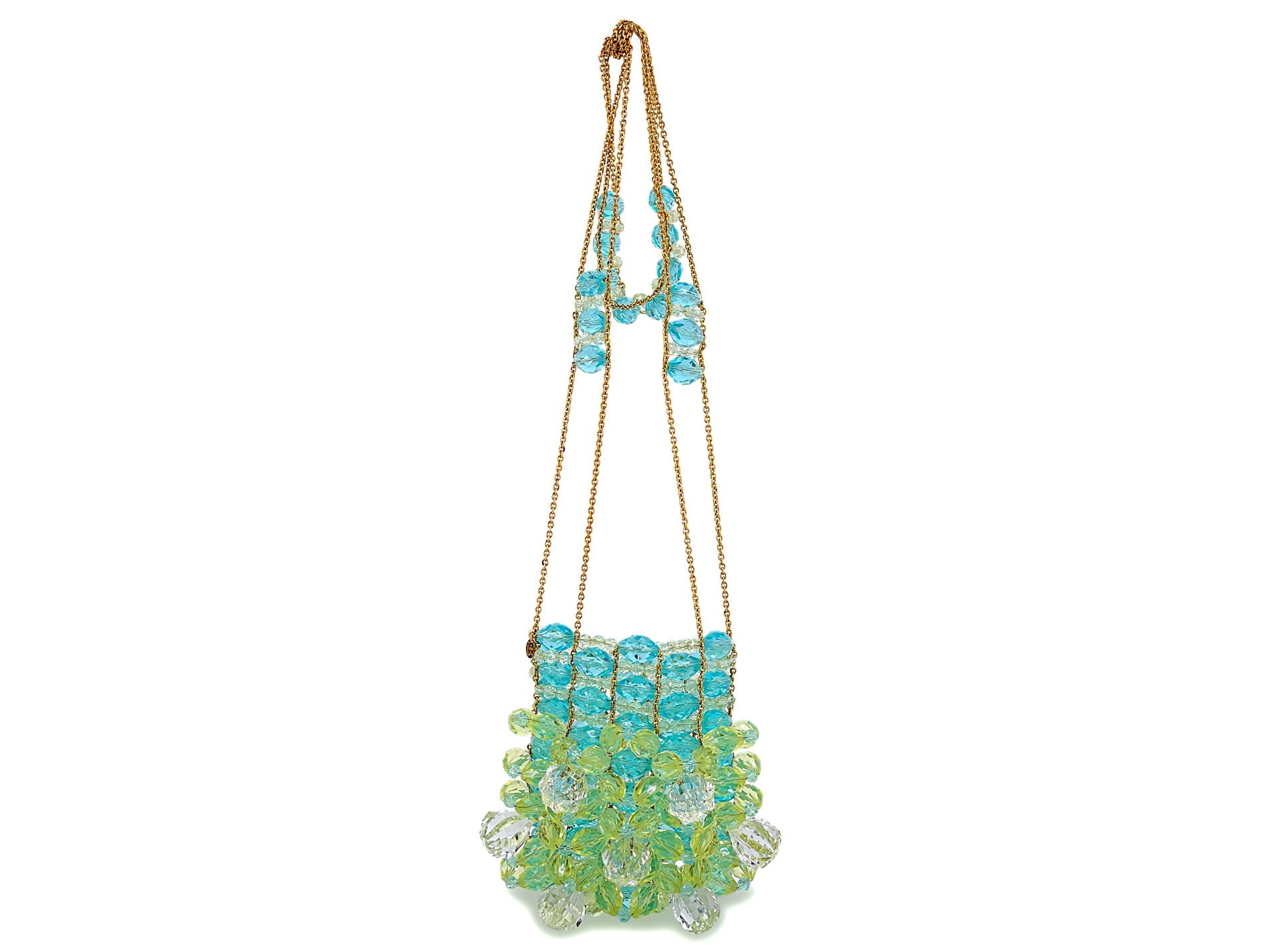 Chanel Vintage Vintage Blue And Green Lucite Crystal Beaded